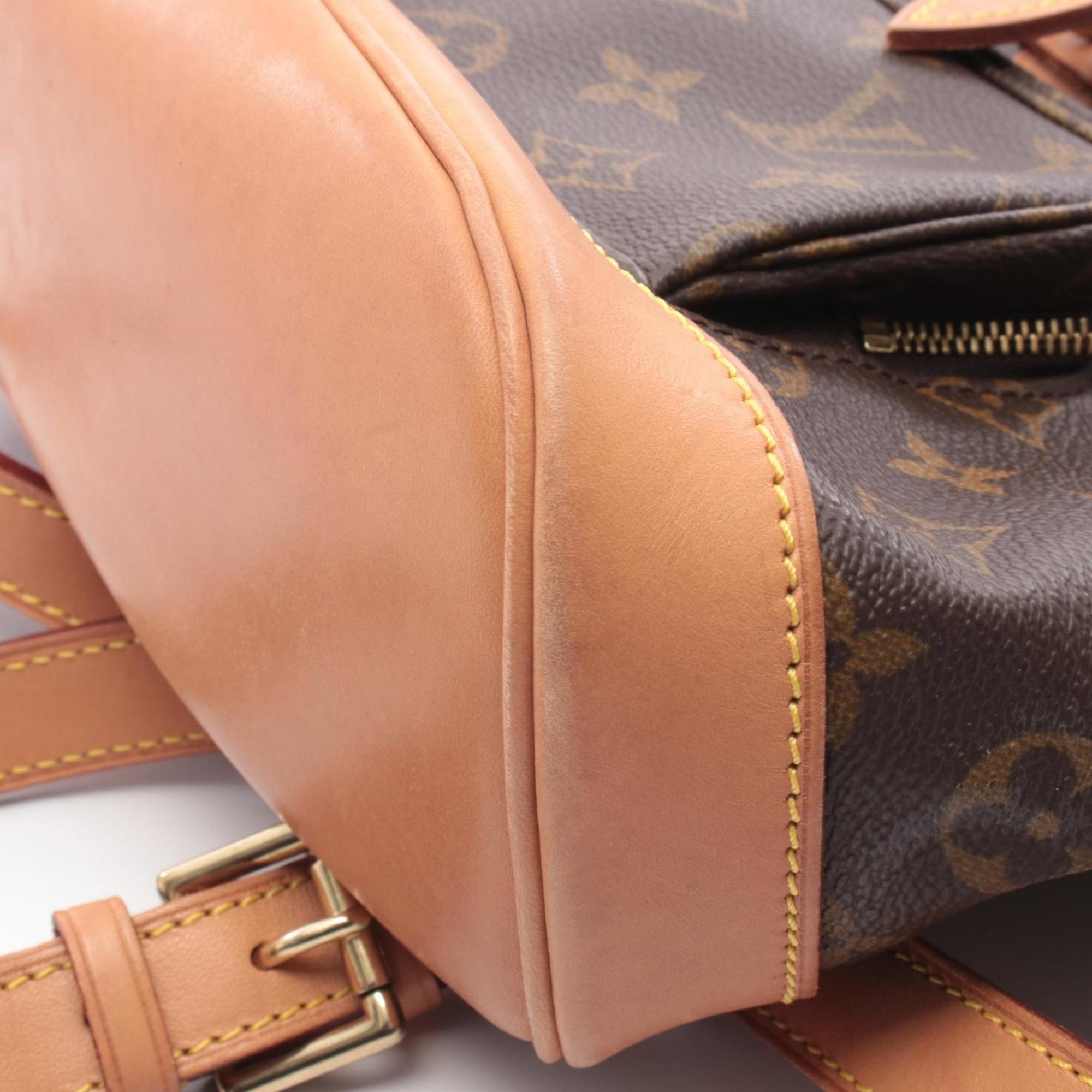 Louis Vuitton Brown Coated Canvas Leather Backpack Handbag