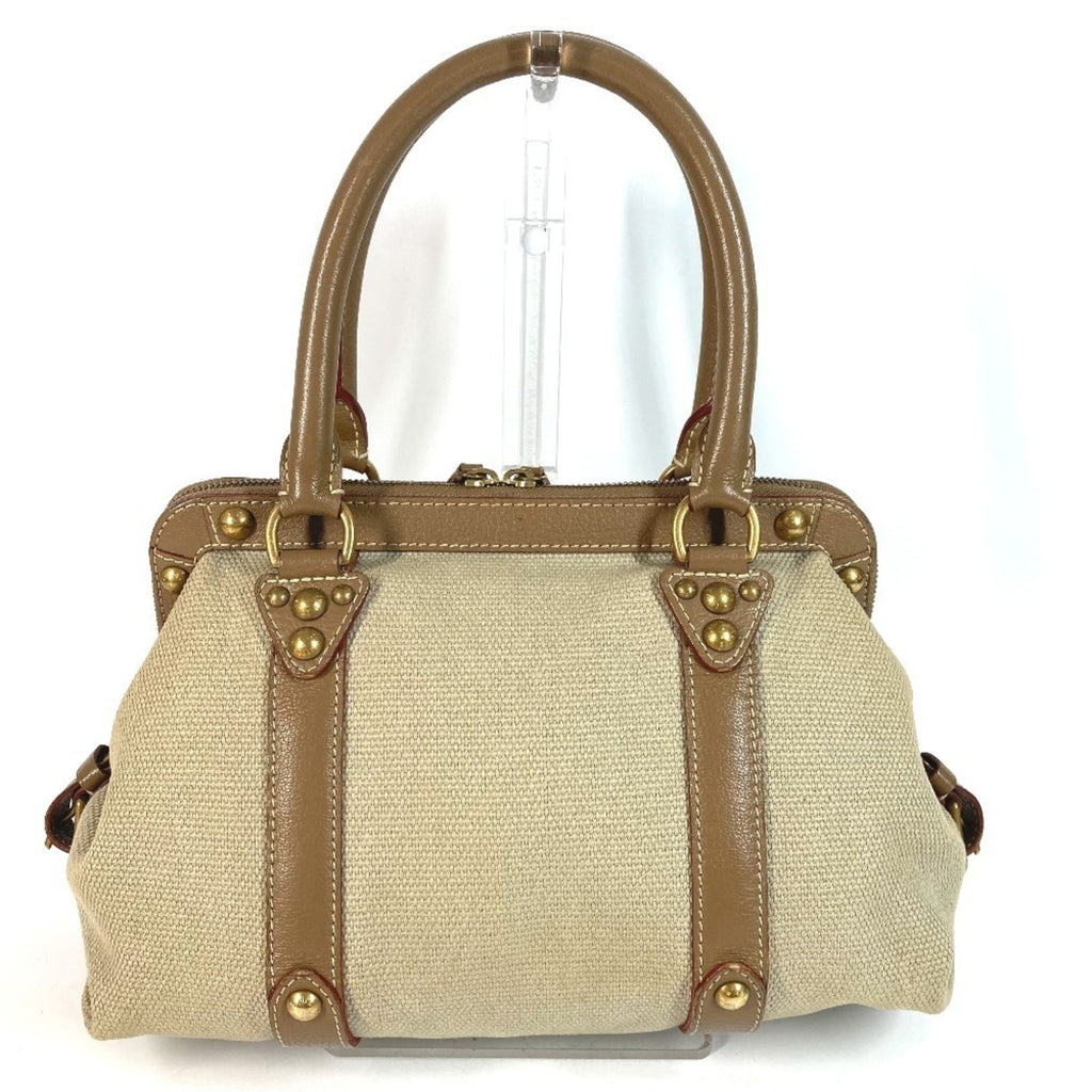Louis Vuitton Beige Canvas Leather Handbag Shoulder Bag Tote Bag