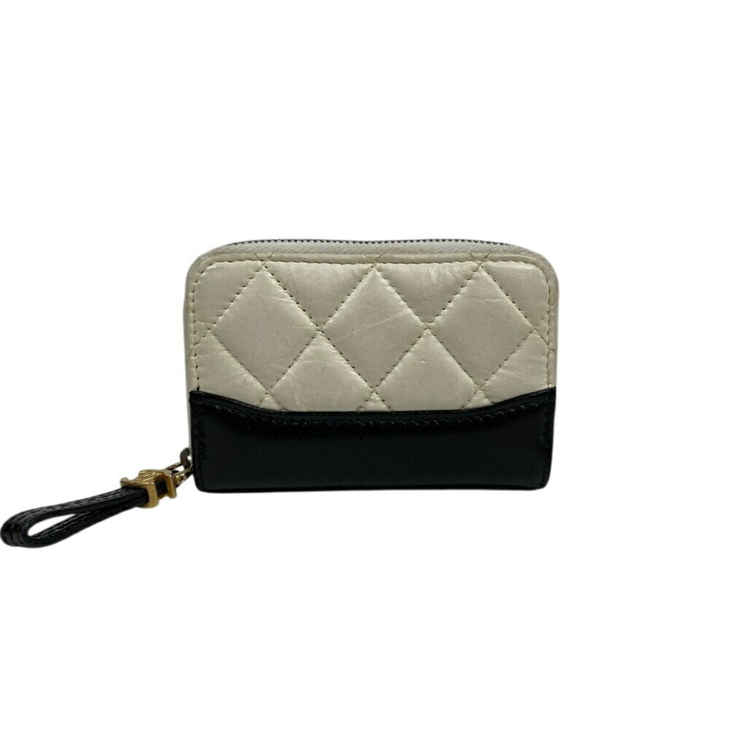 Chanel Black White Leather Coin Purse/Coin Case