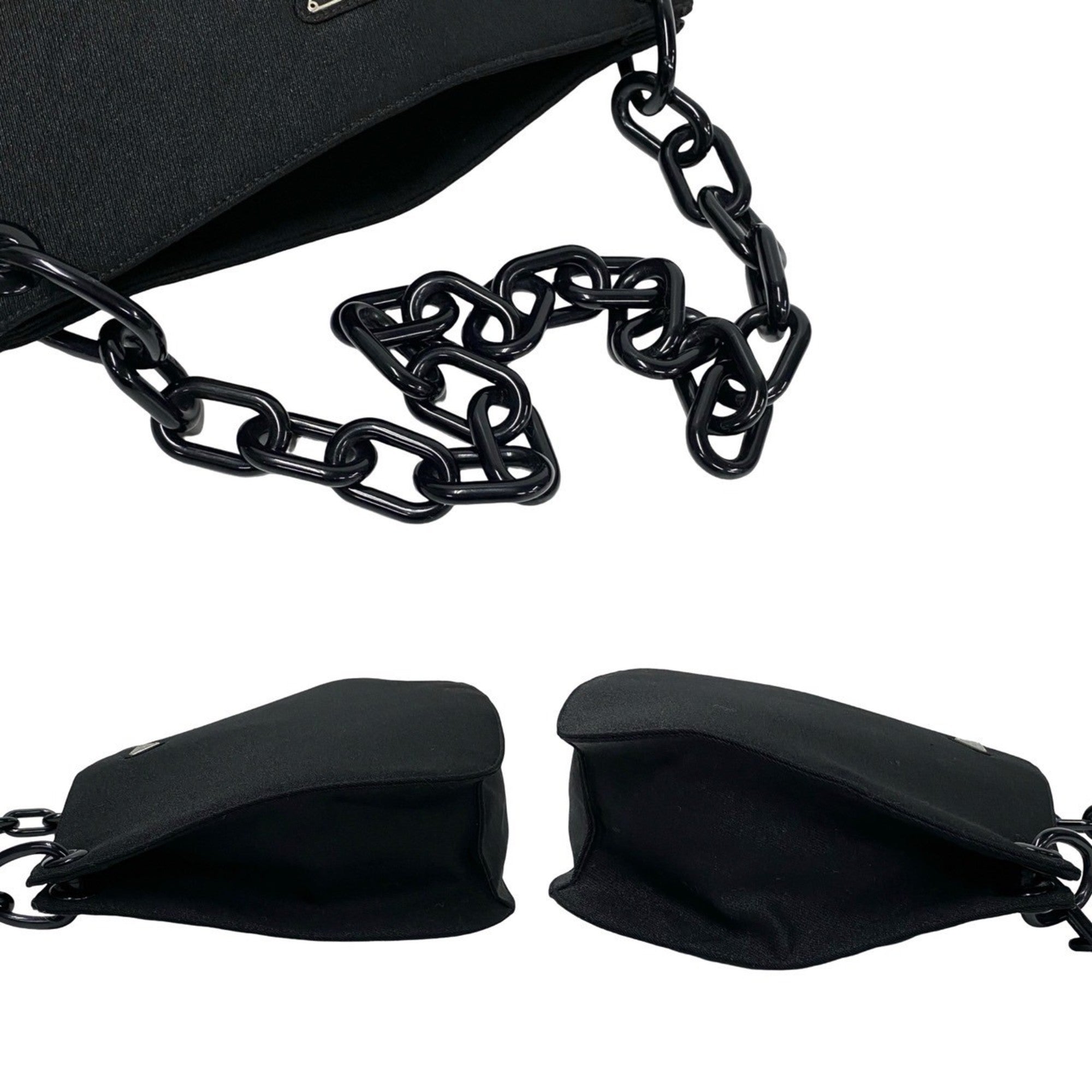 Prada Black Canvas Plastic Shoulder Bag