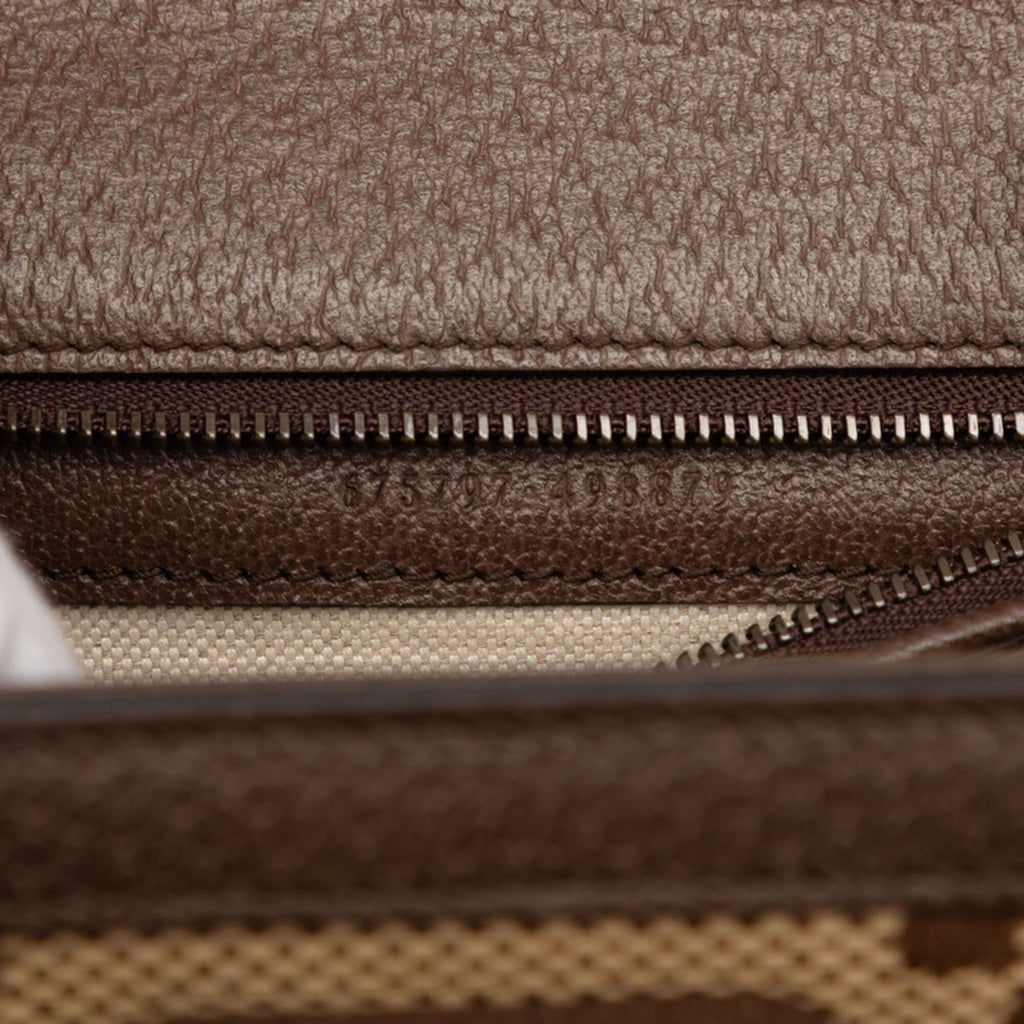 Gucci Beige Brown Canvas Leather Handbag Shoulder Bag (Pre-Owned)