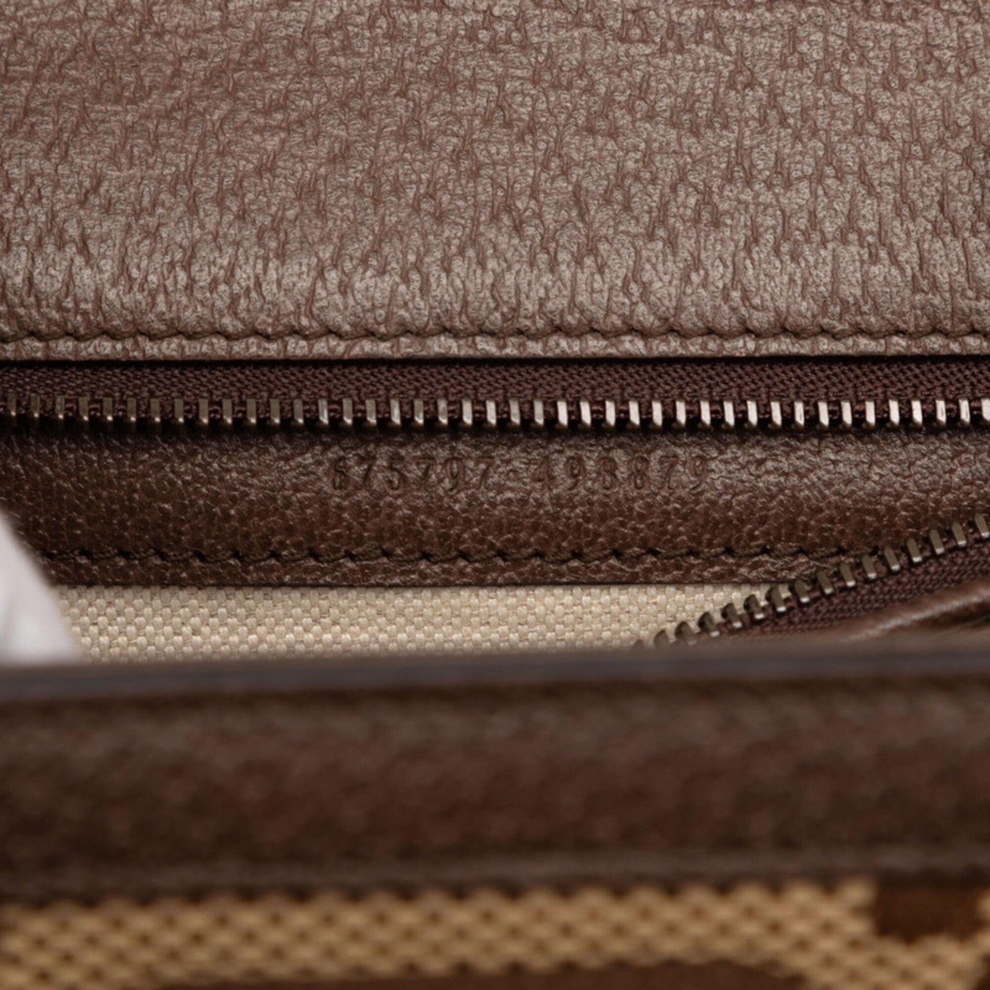Gucci Beige Brown Canvas Leather Handbag Shoulder Bag (Pre-Owned)