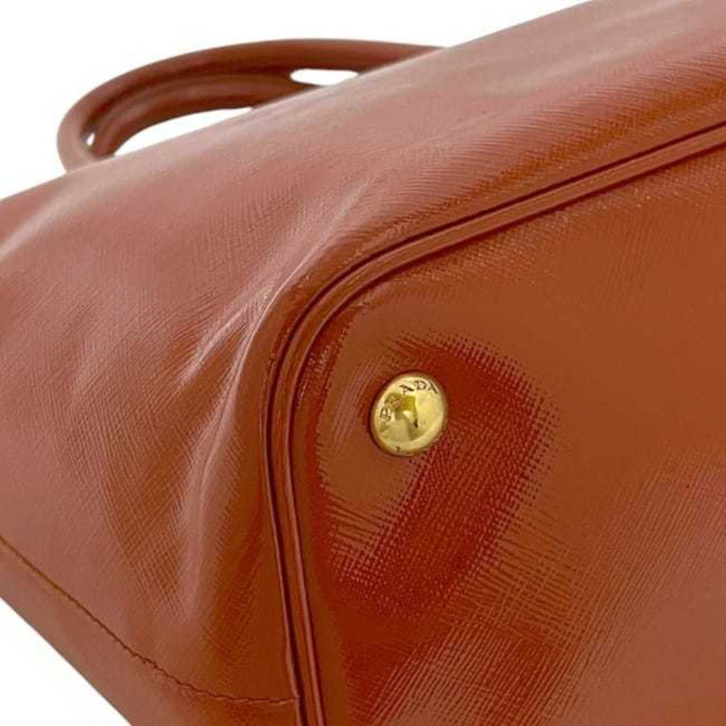Prada Orange Patent Leather Leather Handbag Tote Bag