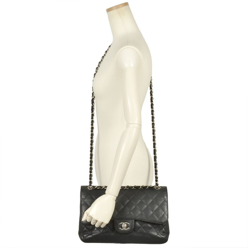 Chanel Black Grained Calfskin Shoulder Bag