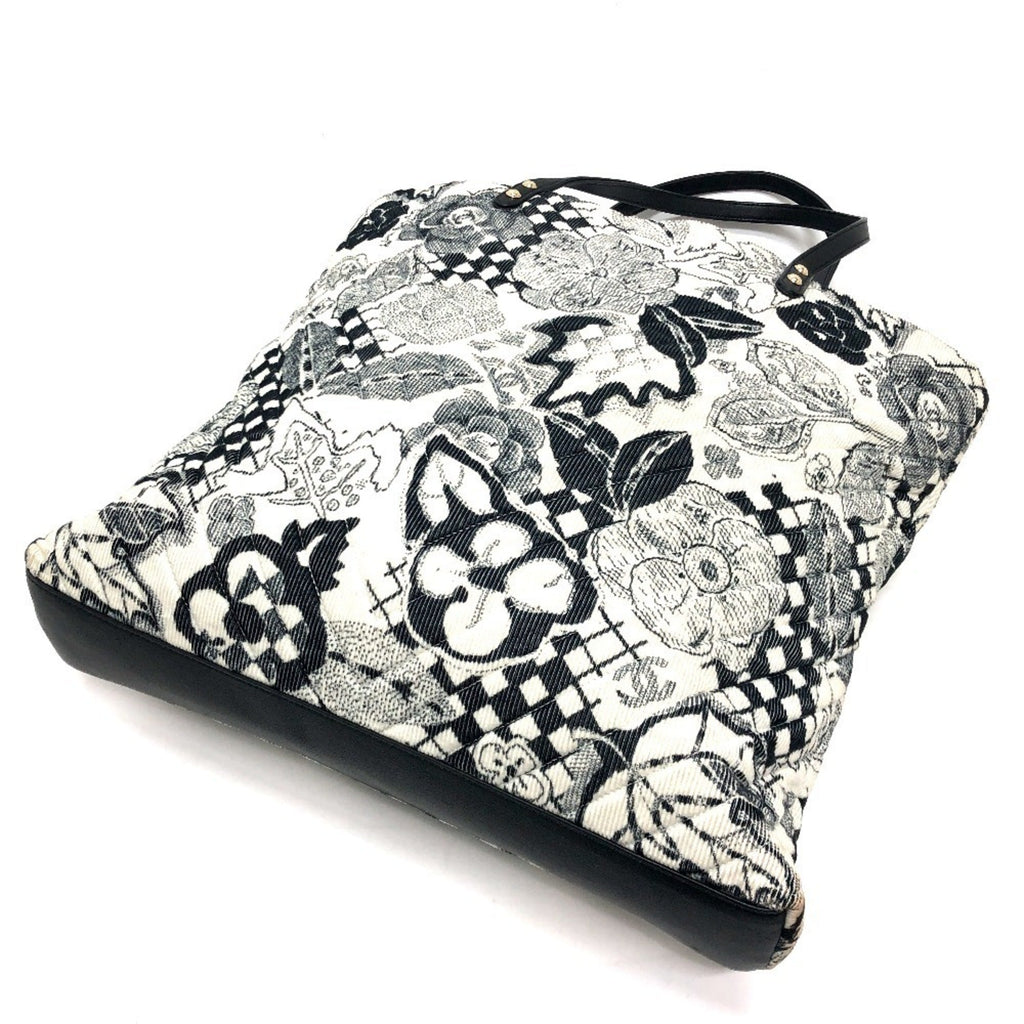 Chanel Black White Canvas Handbag Tote Bag