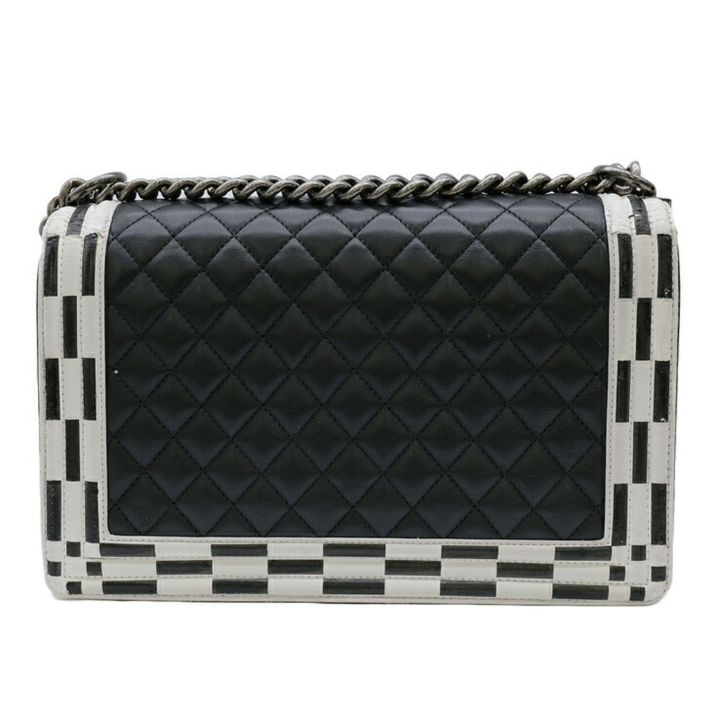 Chanel Boy Chanel Black White Leather Shoulder Bag