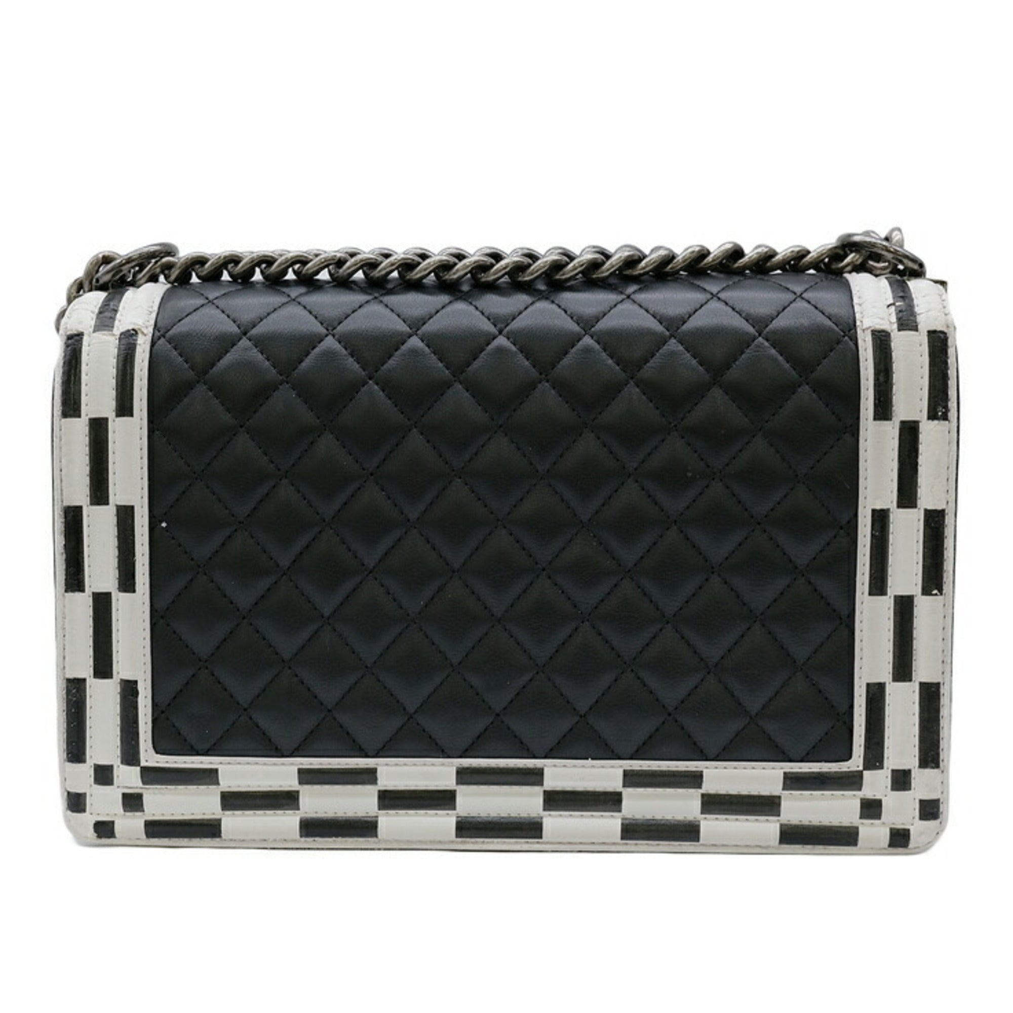 Chanel Boy Chanel Black White Leather Shoulder Bag
