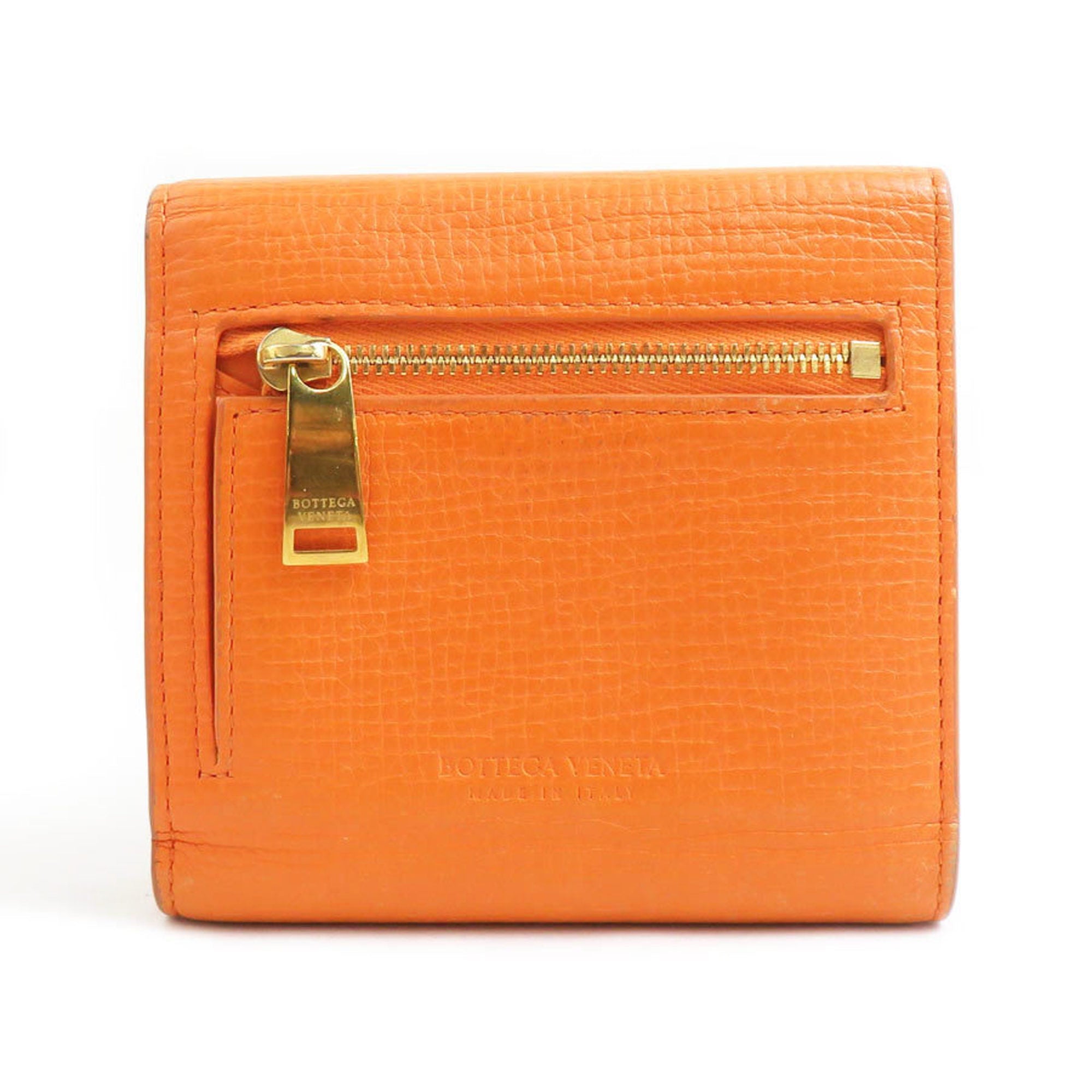 Bottega Veneta Orange Leather Wallet (Tri-Fold)