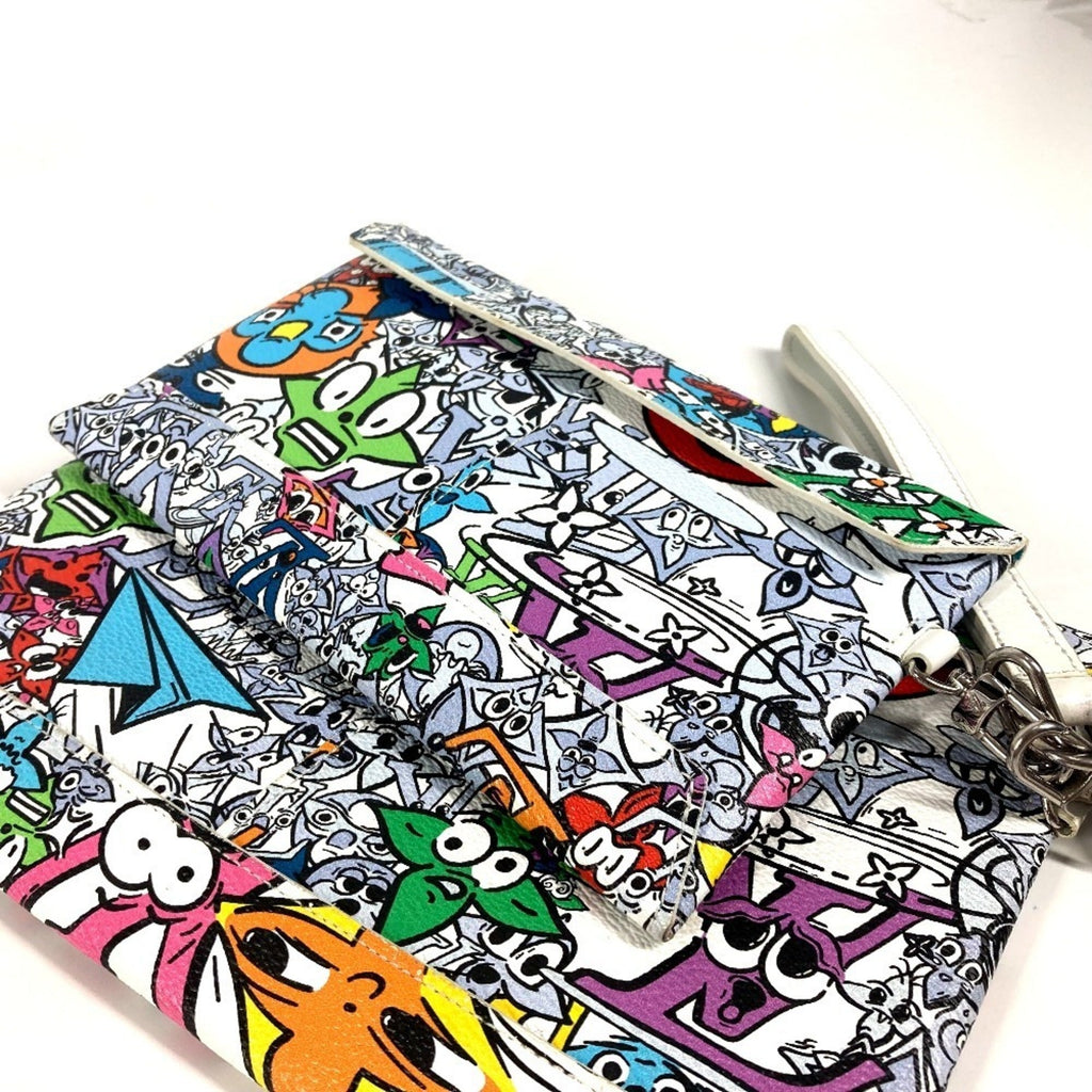 Louis Vuitton Multi-Color Canvas Leather Clutch Bag
