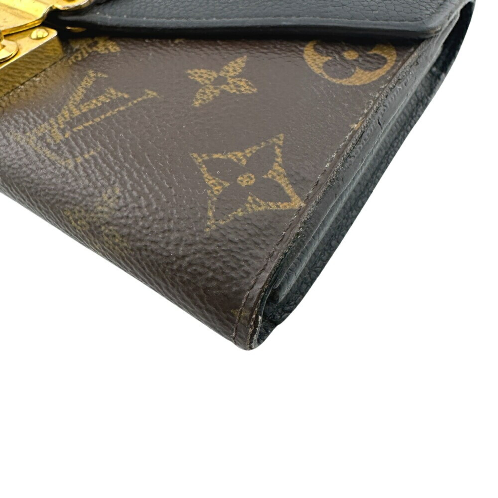 Louis Vuitton Black Brown Monogram Monogram Leather Long Wallet