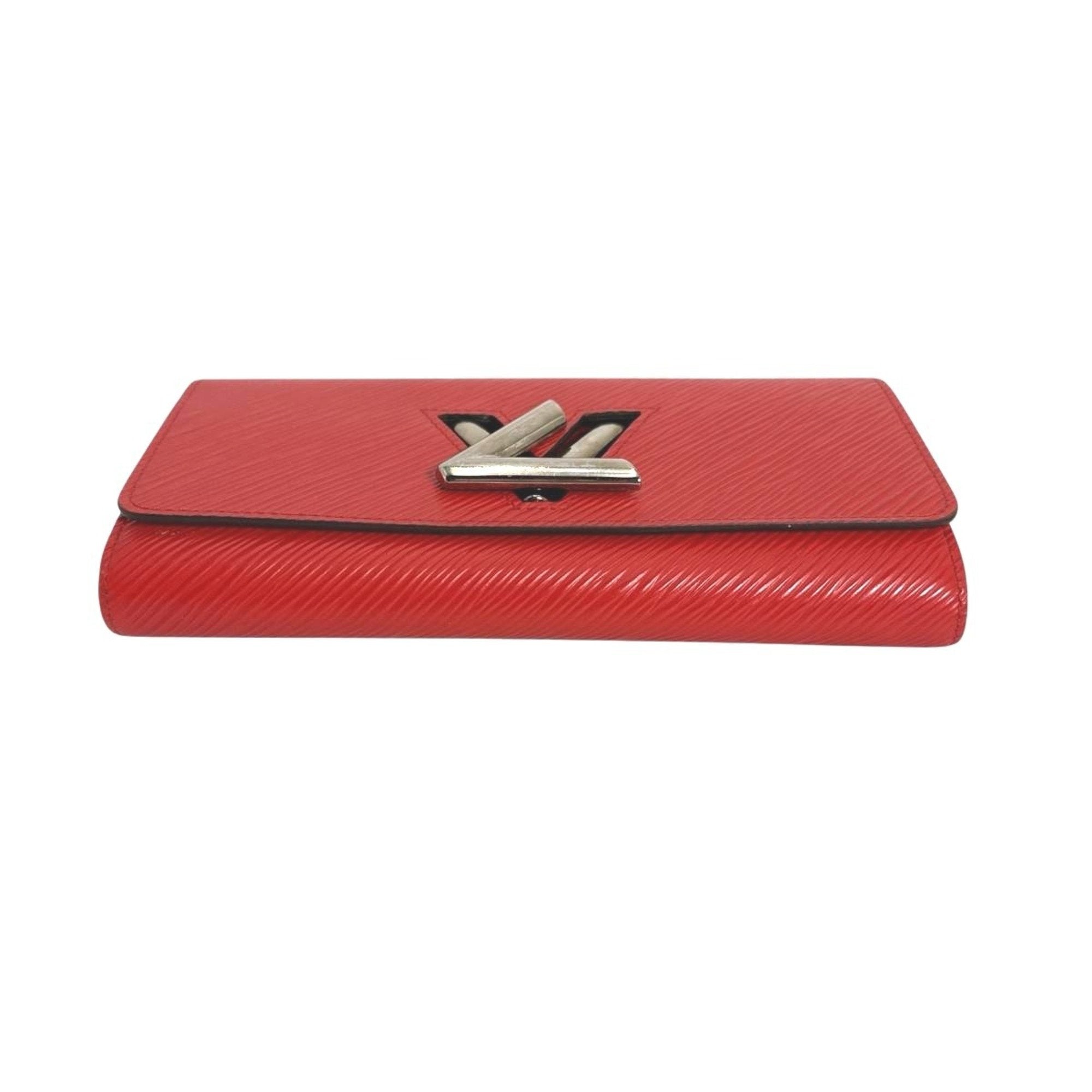 Louis Vuitton Coquelicots Red Color Epi Leather Long Wallet (Tri-Fold)