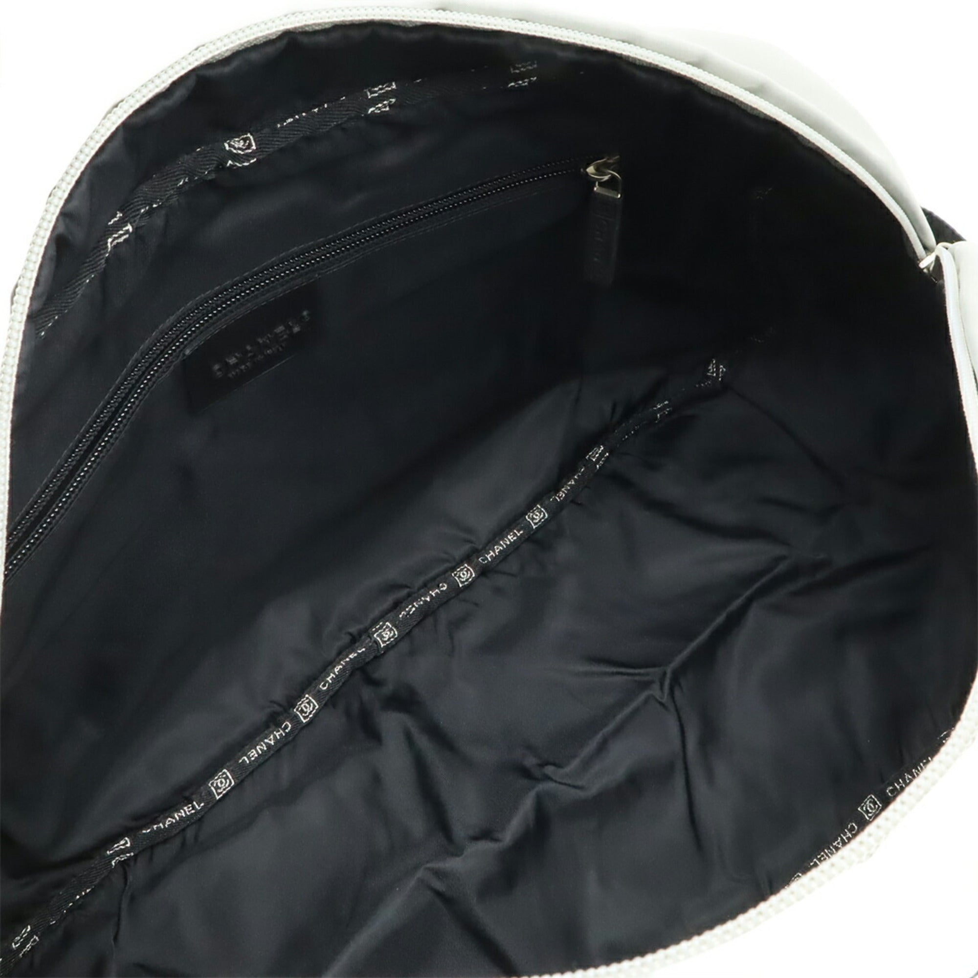 Chanel Black Silver Nylon Boston Bag Handbag