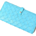 Bottega Veneta Intrecciato Light Blue Leather Long Wallet (Bi-Fold)