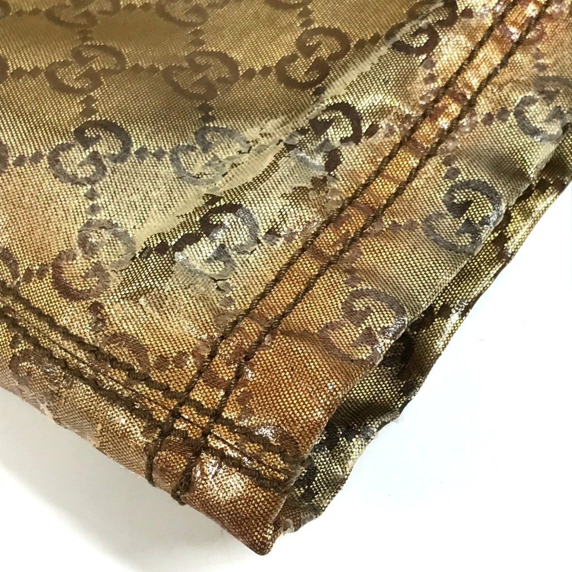 Gucci Gold Coated Canvas Shoulder Bag Tote Bag (Pre-Owned)