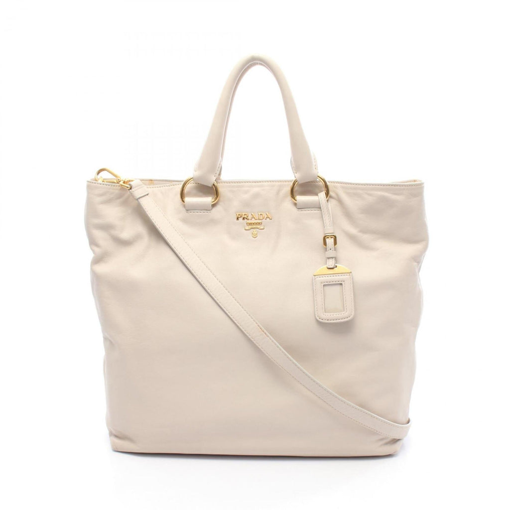 Prada Ivory Leather Tote Bag