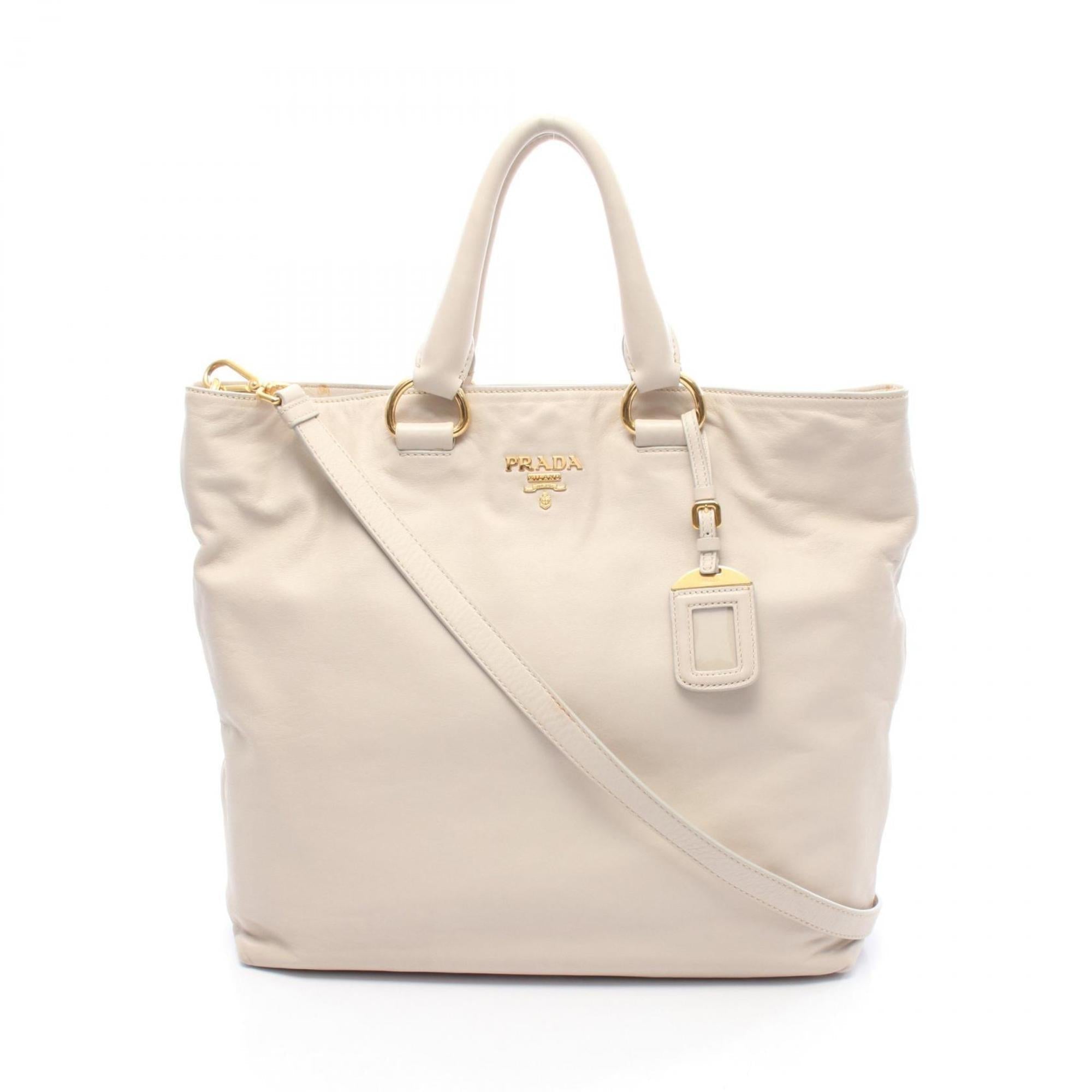 Prada Ivory Leather Tote Bag