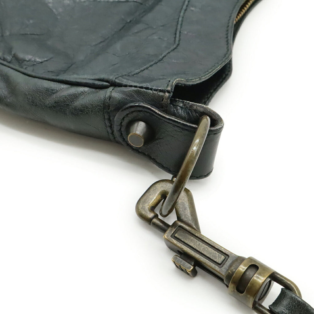 Balenciaga Hip Dark Green Leather Pochette Shoulder