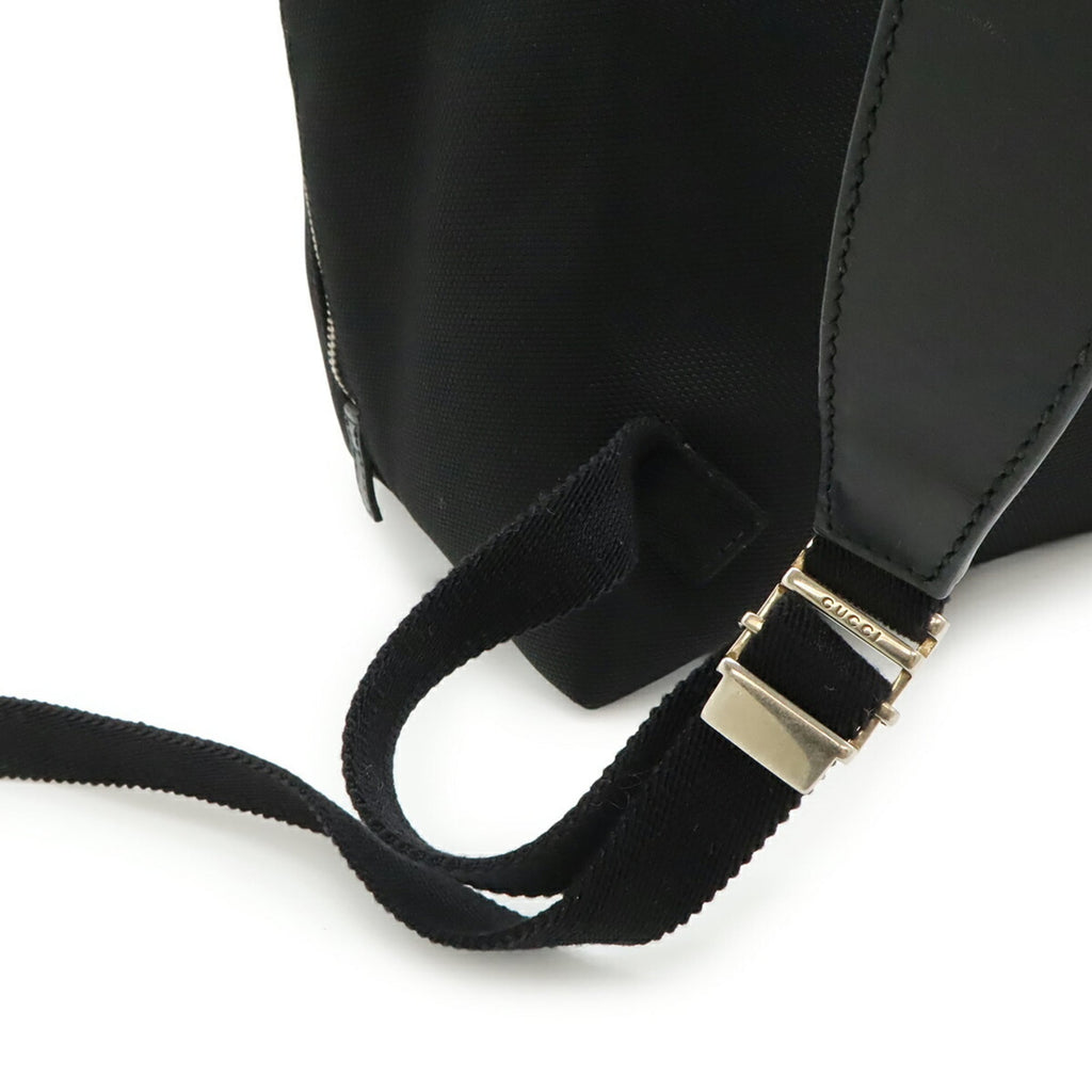 Gucci Black Green Red Color Canvas Leather Backpack (Pre-Owned)