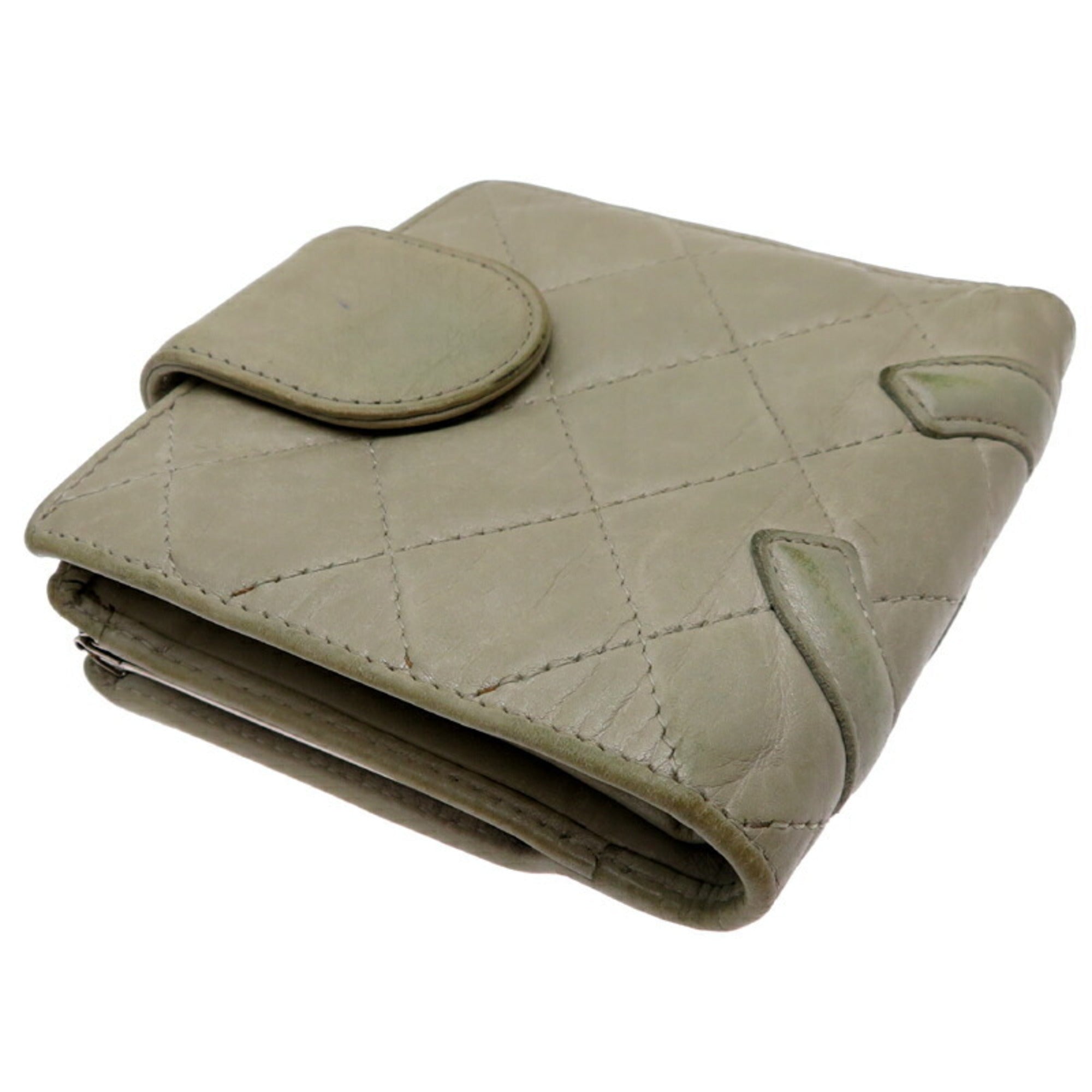Chanel Gray Leather Wallet (Bi-Fold)