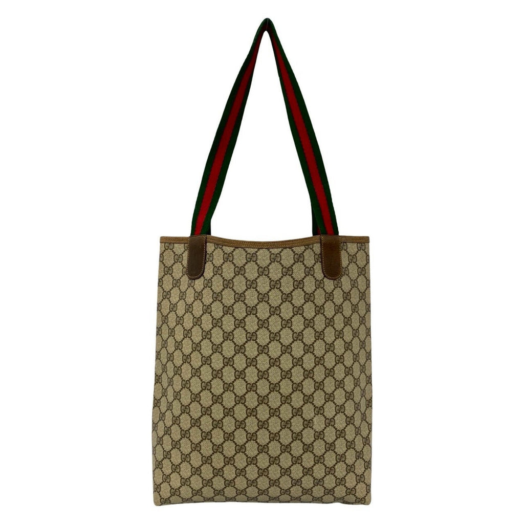 Gucci Brown Green Red Color Pvc Leather Handbag Tote Bag (Pre-Owned)