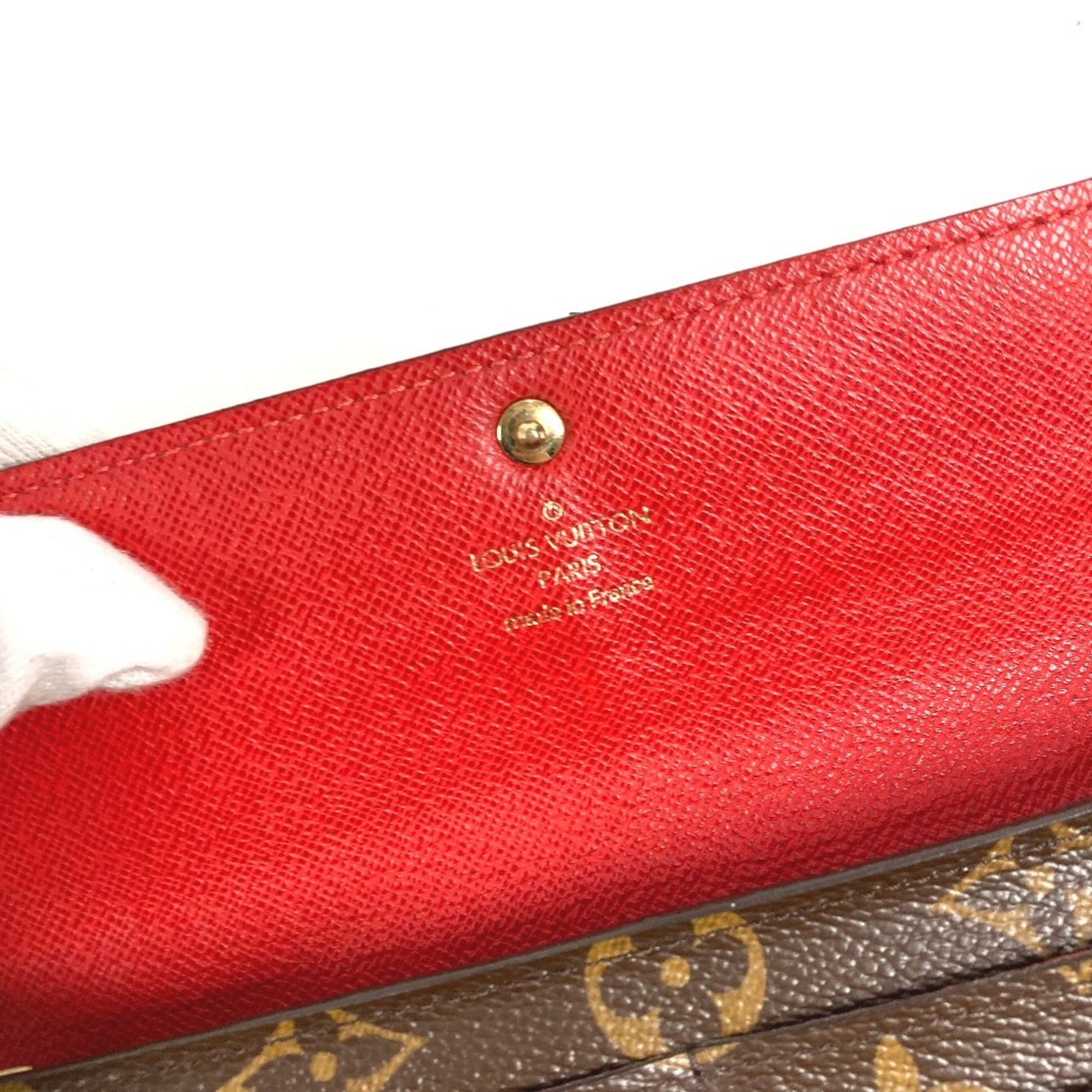 Louis Vuitton Brown Red Color Canvas Monogram Long Wallet (Tri-Fold)