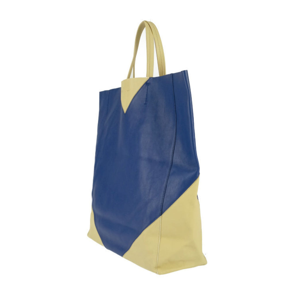 Celine Blue Cream Yellow Leather Handbag Shoulder Bag Tote Bag
