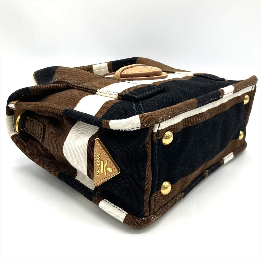 Prada Brown Multi-Color Canvas Handbag