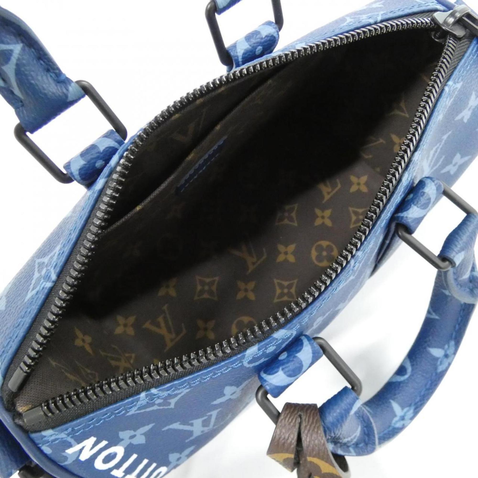 Louis Vuitton Blue Coated Canvas Boston Bag