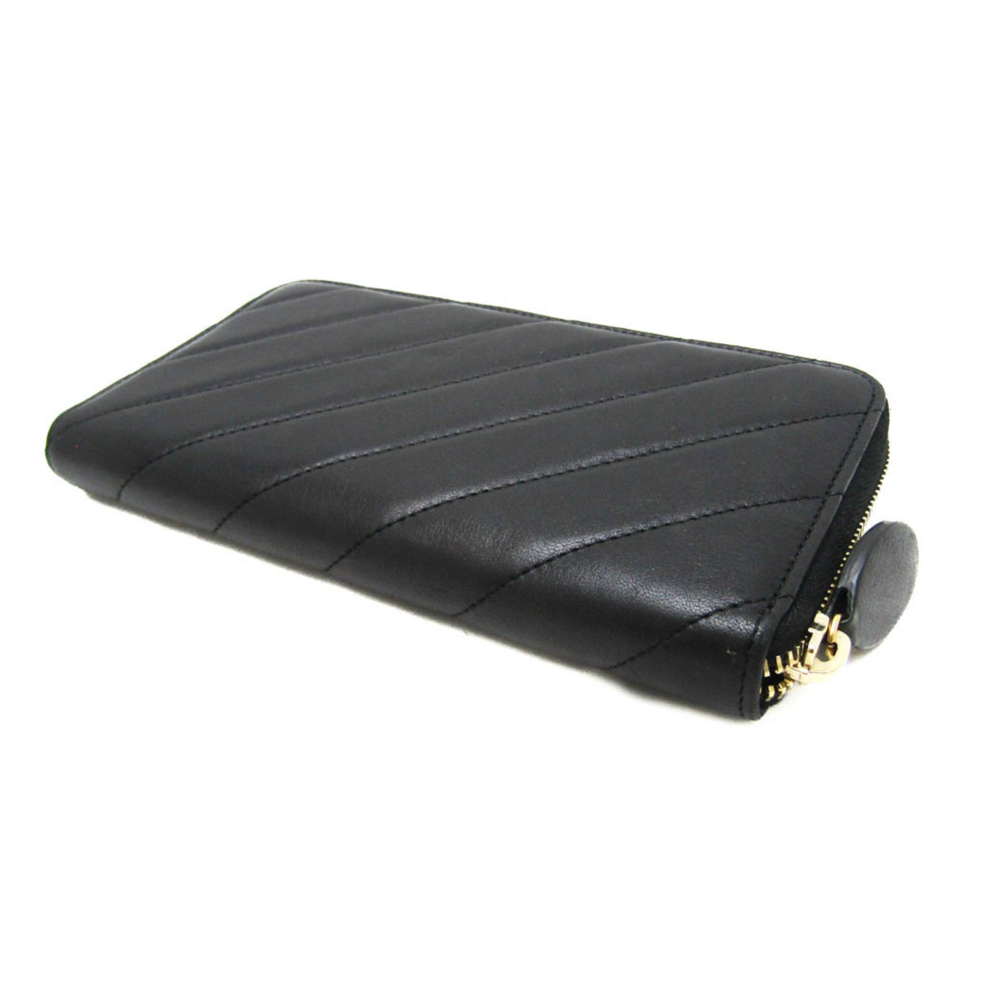 Chanel Black Leather Long Wallet (Bi-Fold)