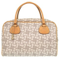 Celine Beige Gray White Pvc Leather Boston Bag Handbag
