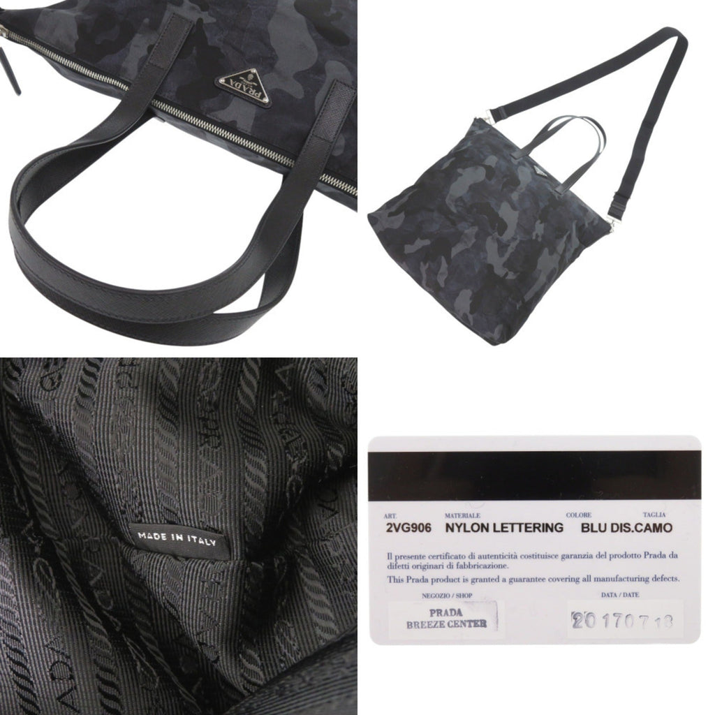 Prada Navy Navy Black Nylon Tote Bag