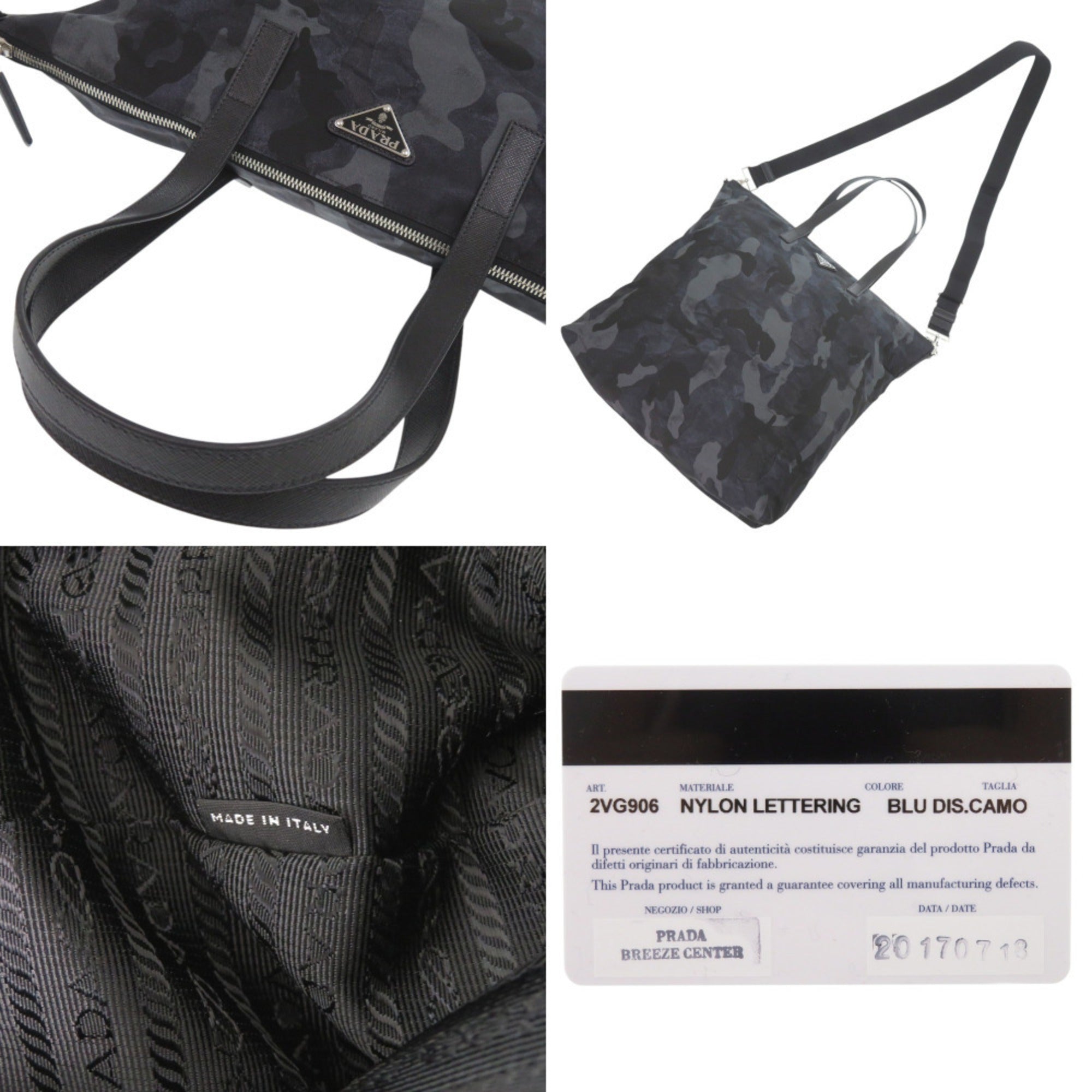 Prada Navy Navy Black Nylon Tote Bag