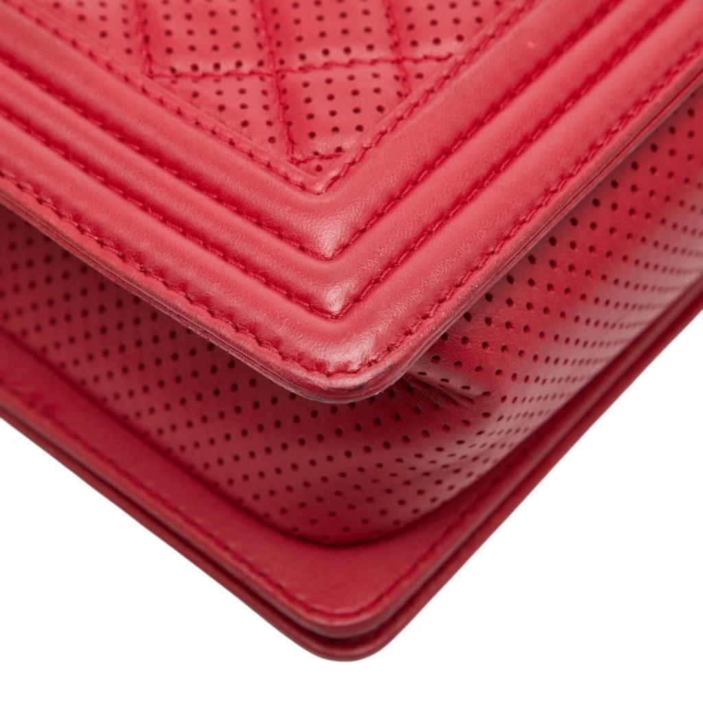 Chanel Matelasse Red Color Leather Shoulder Bag