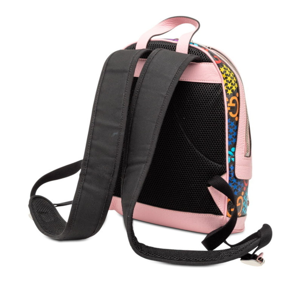 Gucci Black Multi-Color Pink Pvc Leather Backpack (Pre-Owned)