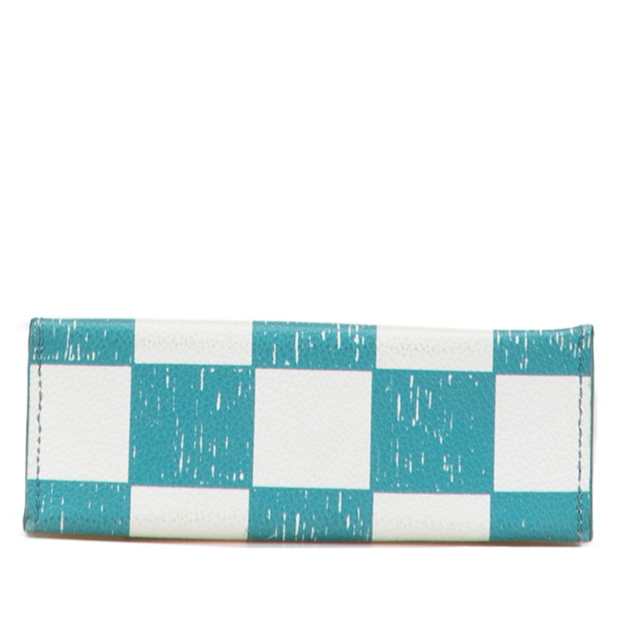 Louis Vuitton Damier Turquoise White Cuir Ombre Leather Handbag Shoulder Bag