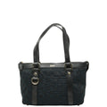 Gucci Abbey Black Gg Canvas Leather Handbag (Pre-Owned)