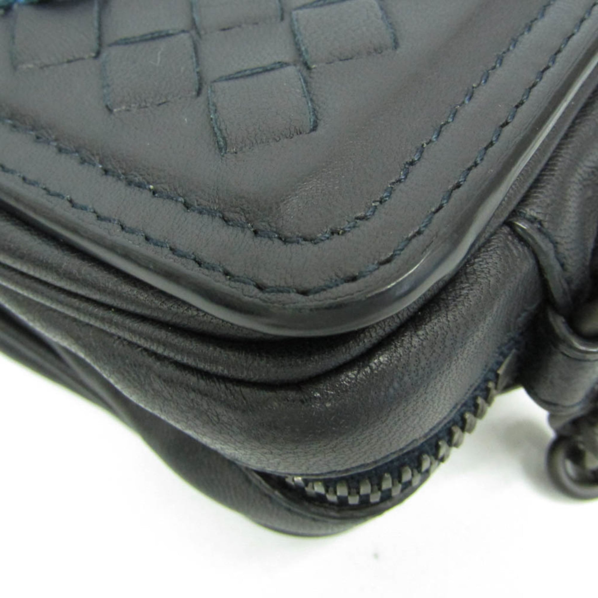 Bottega Veneta Belt Flap Camera Bag Intrecciato Nappa Navy Leather Shoulder Bag Bag