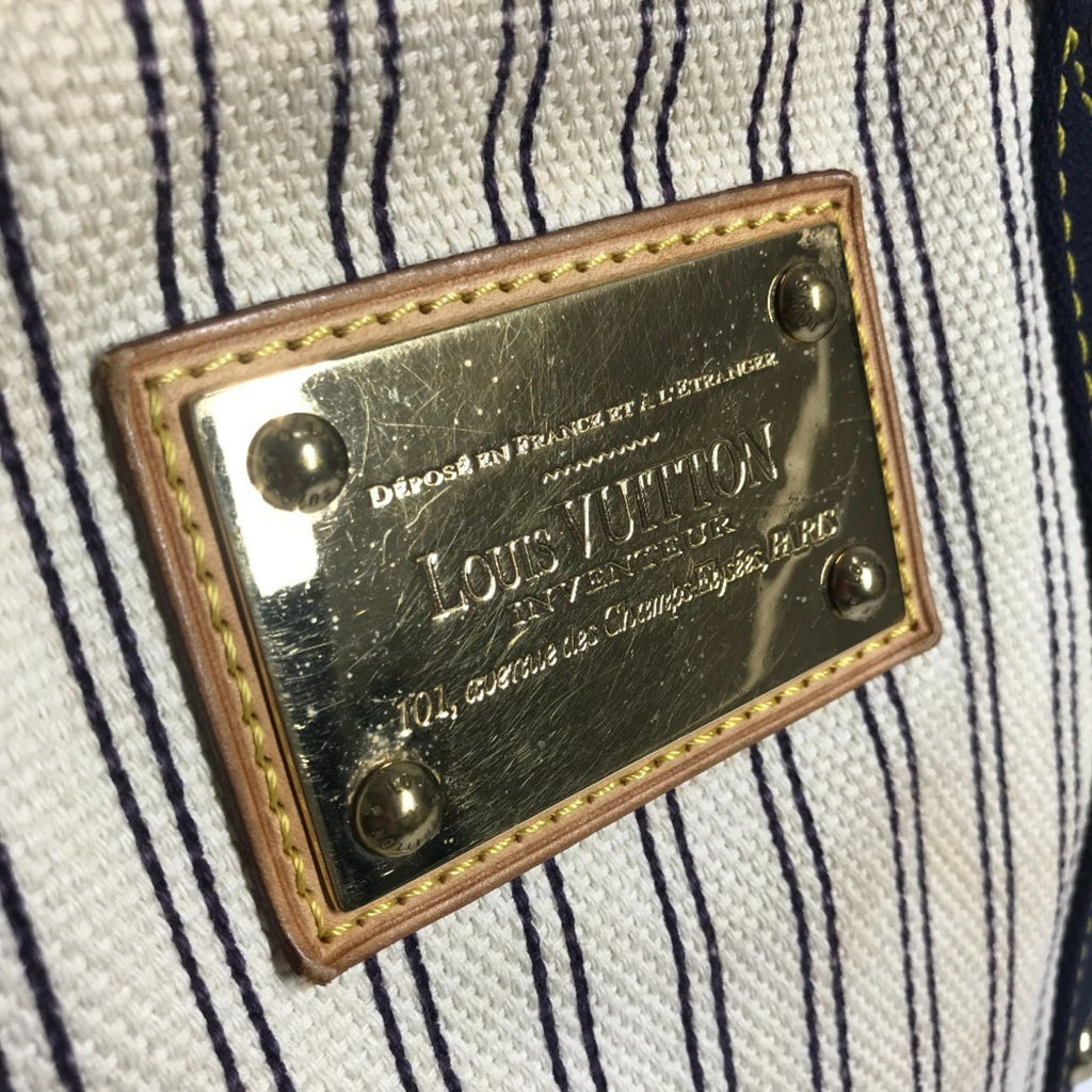 Louis Vuitton Ivory Navy Canvas Shoulder Bag Tote Bag