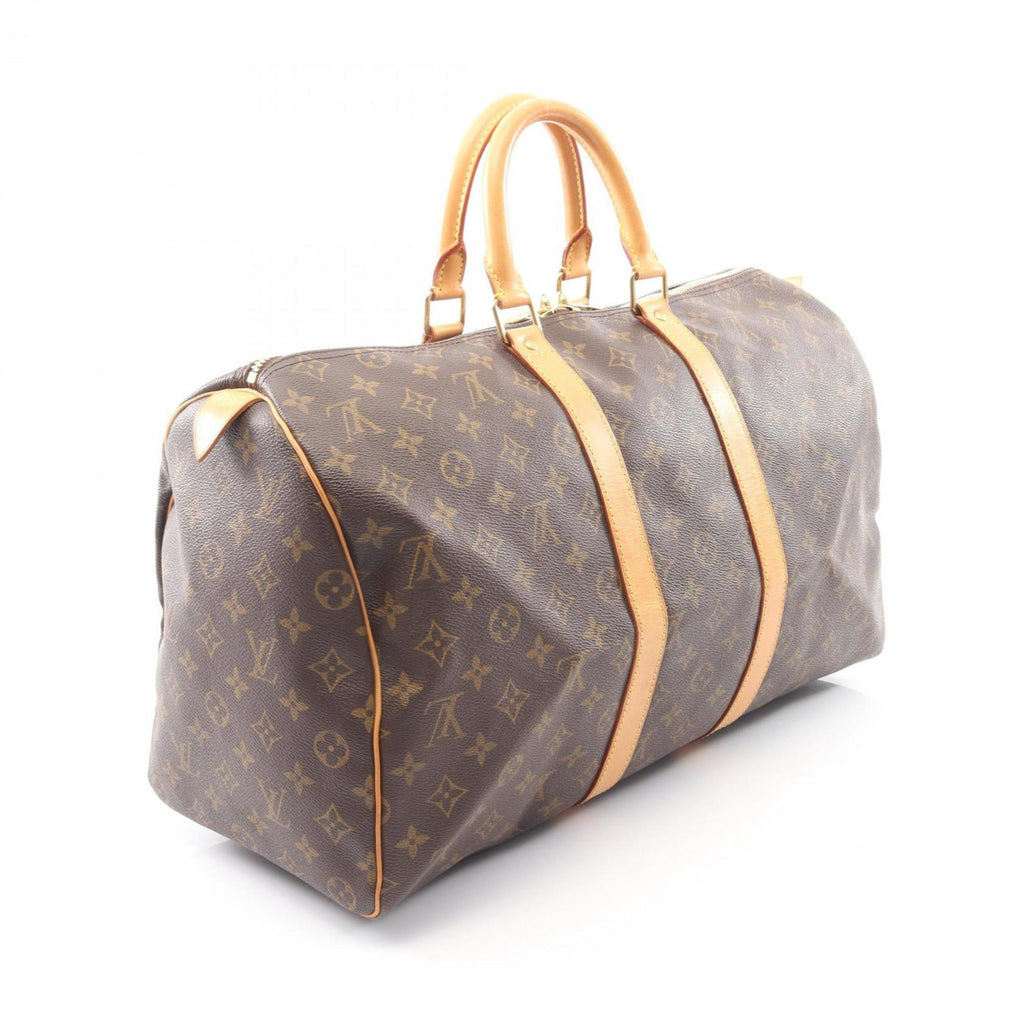 Louis Vuitton Brown Coated Canvas Leather Monogram Boston Bag