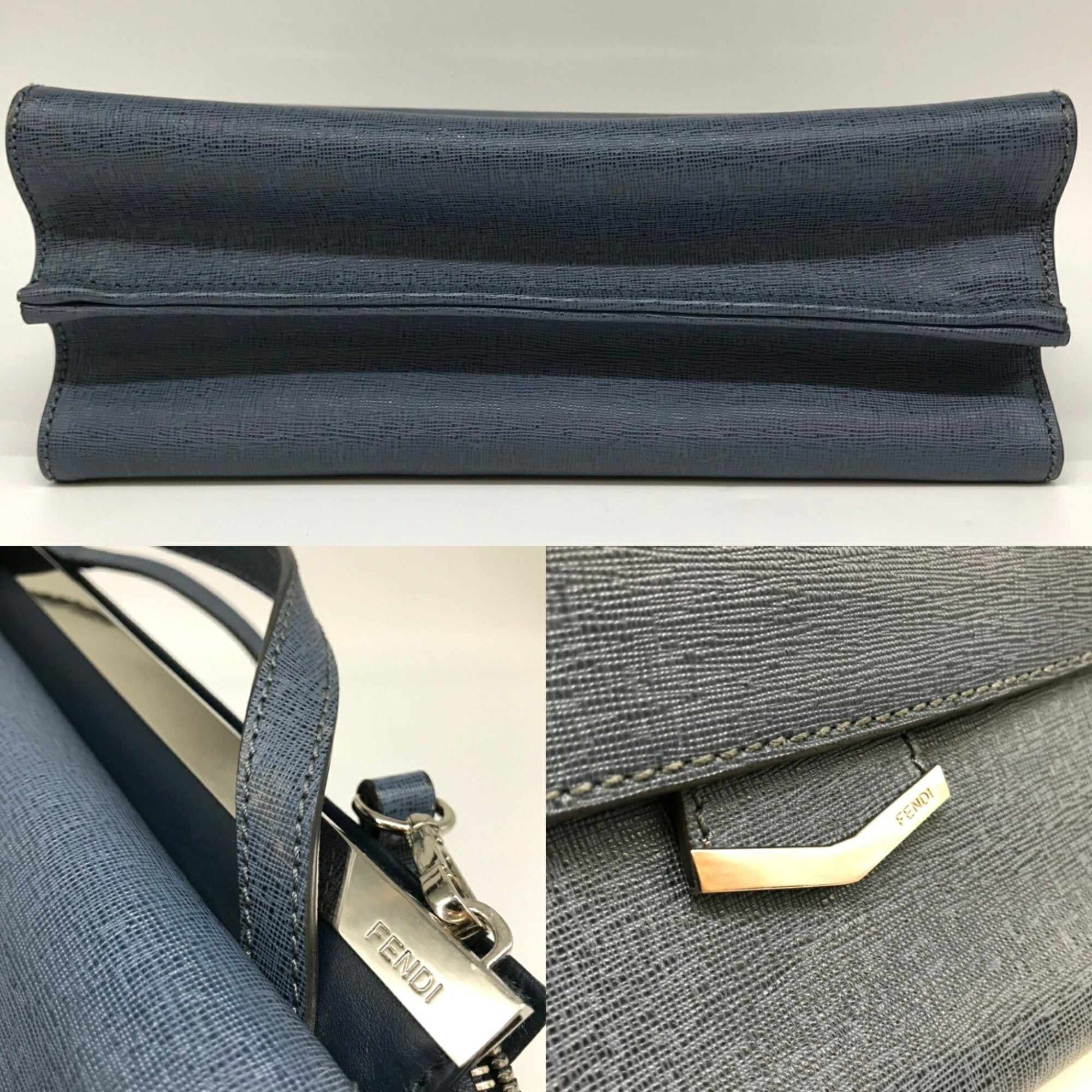 Fendi Navy Leather Handbag Shoulder Bag