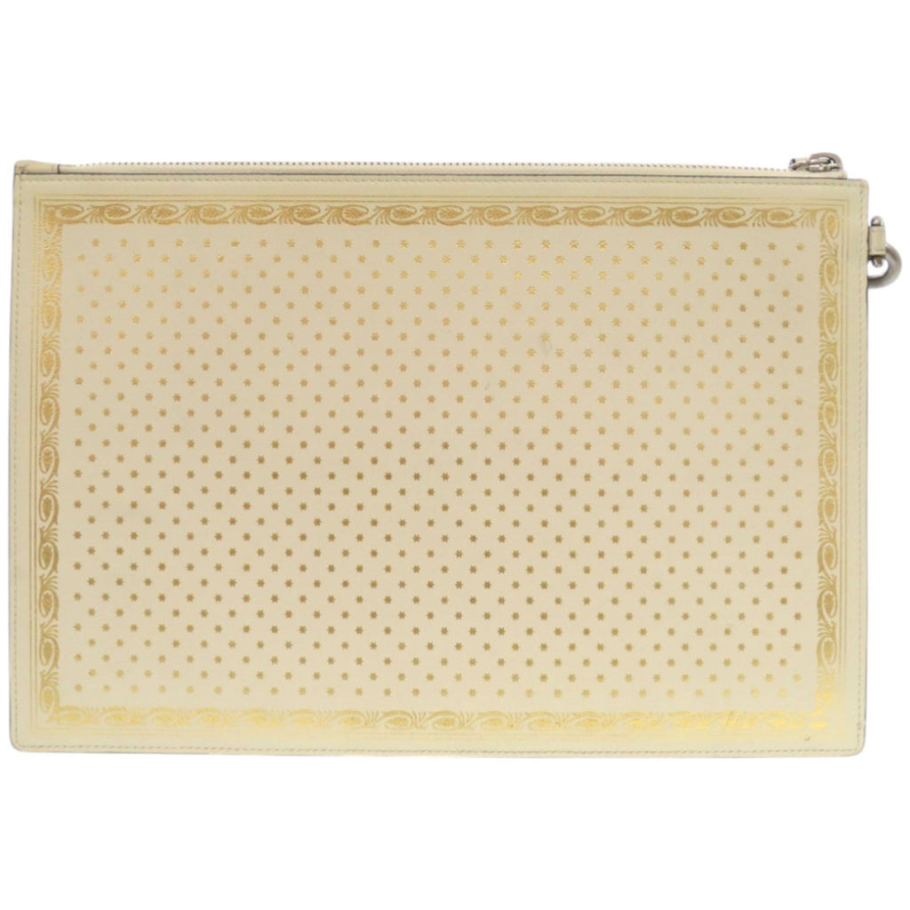 Gucci Gold Ivory Leather Clutch Bag (Pre-Owned)