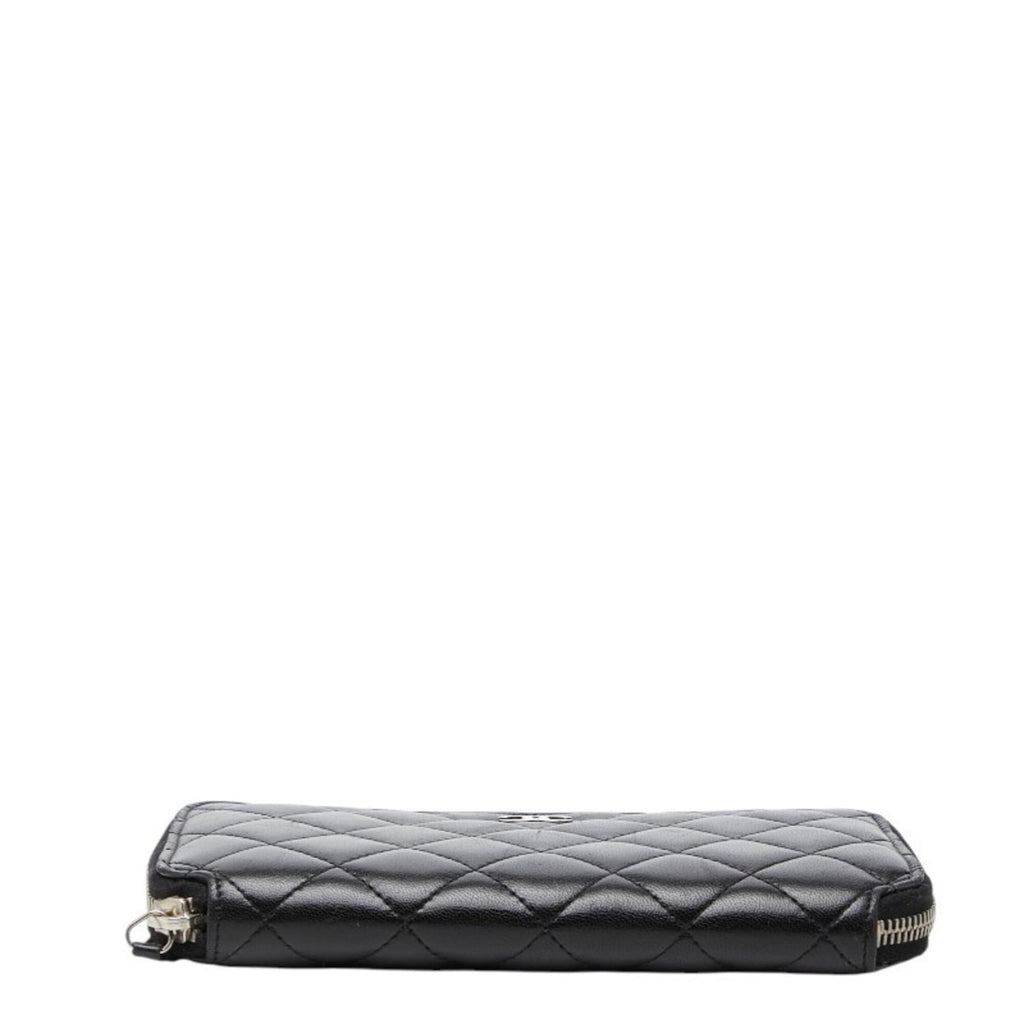Chanel Matelasse Black Leather Long Wallet (Bi-Fold)