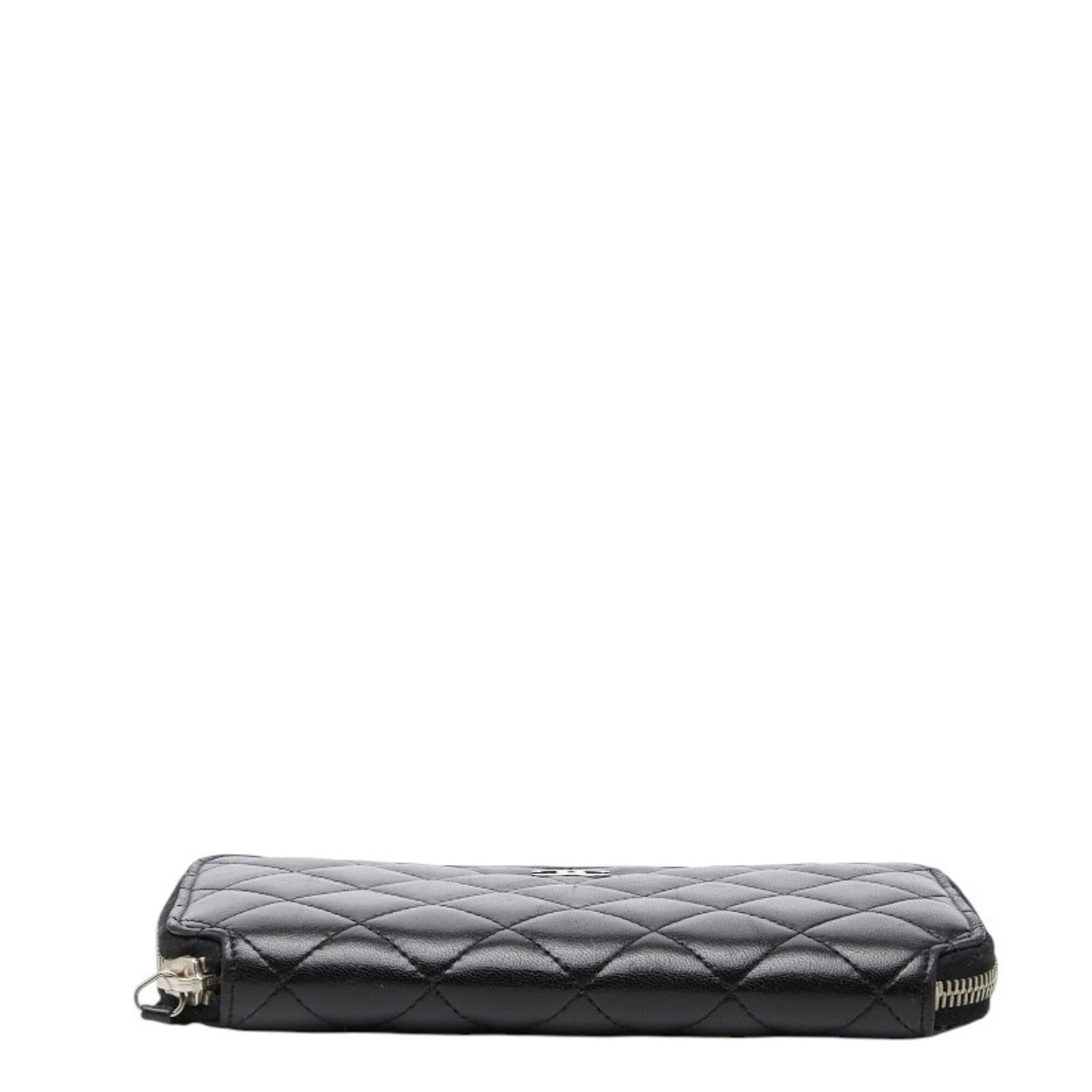 Chanel Matelasse Black Leather Long Wallet (Bi-Fold)