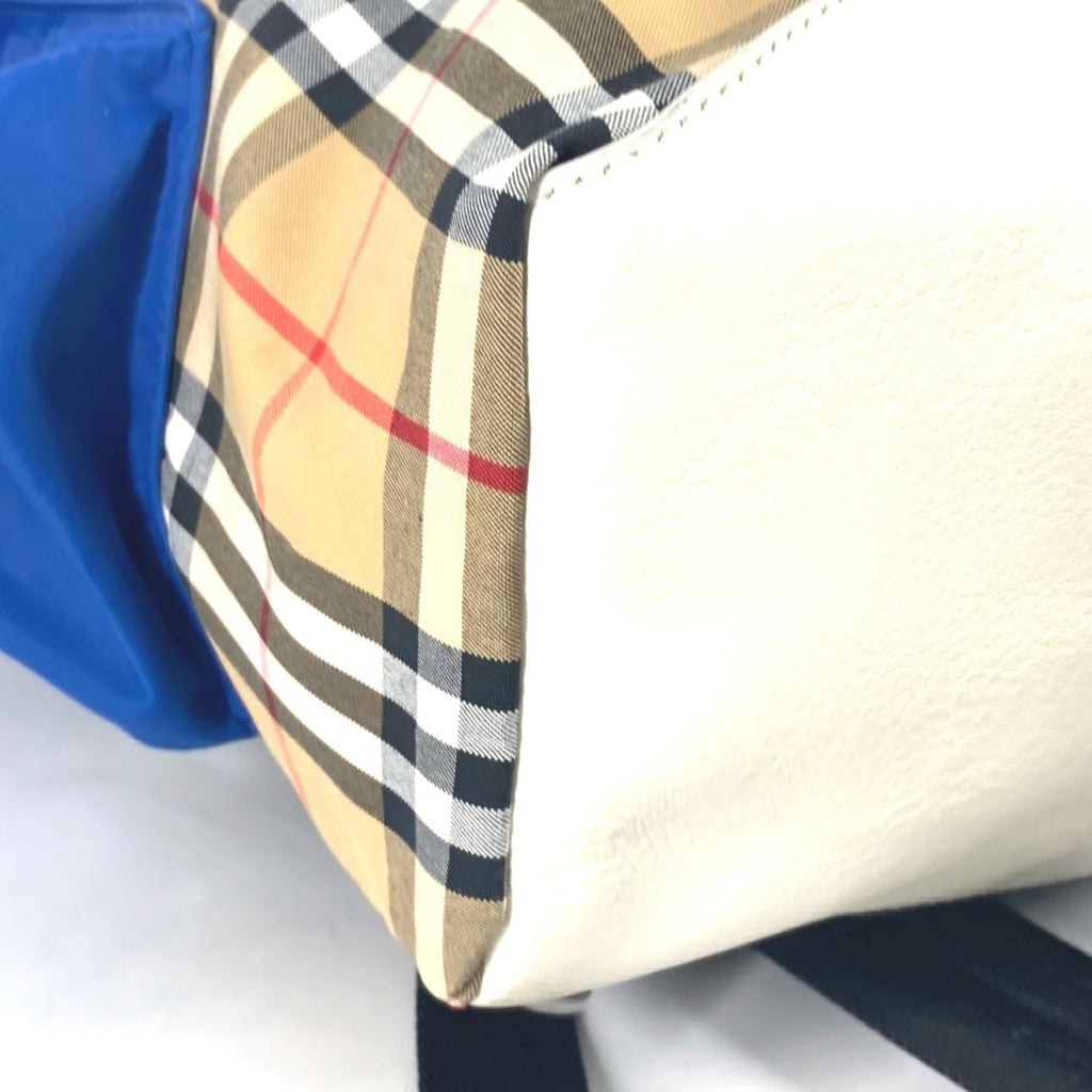 Burberry Beige Blue Orange Leather Canvas Backpack