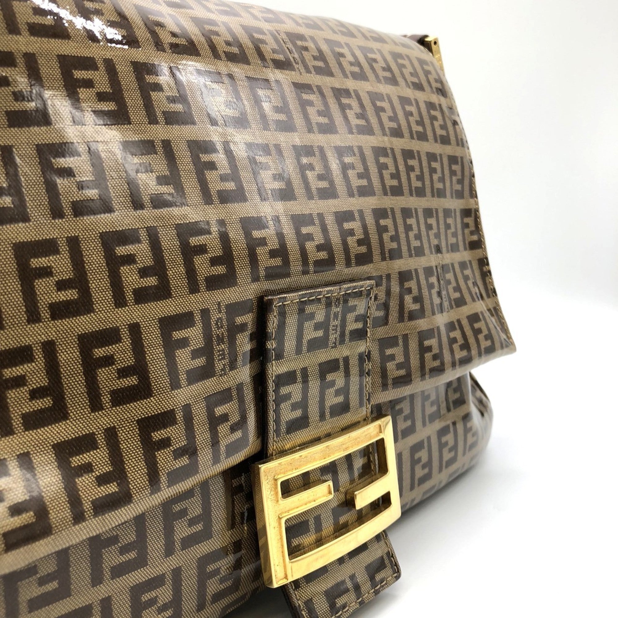 Fendi Zucchino Brown Nylon Shoulder Bag