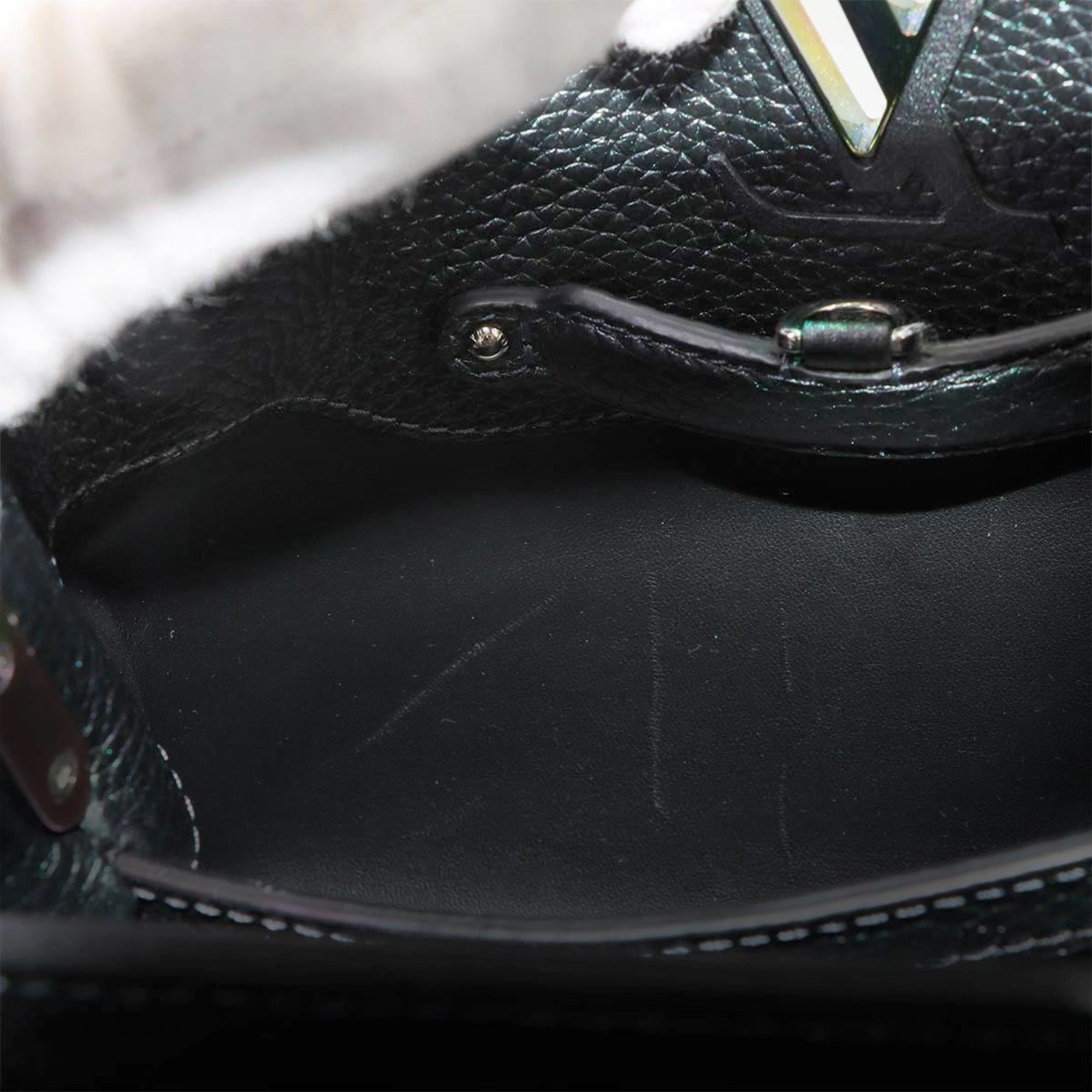 Louis Vuitton Metallic Black Leather Handbag Shoulder Bag