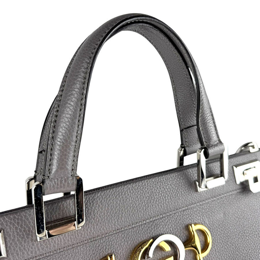 Gucci Gray Leather Handbag Shoulder Bag (Pre-Owned)