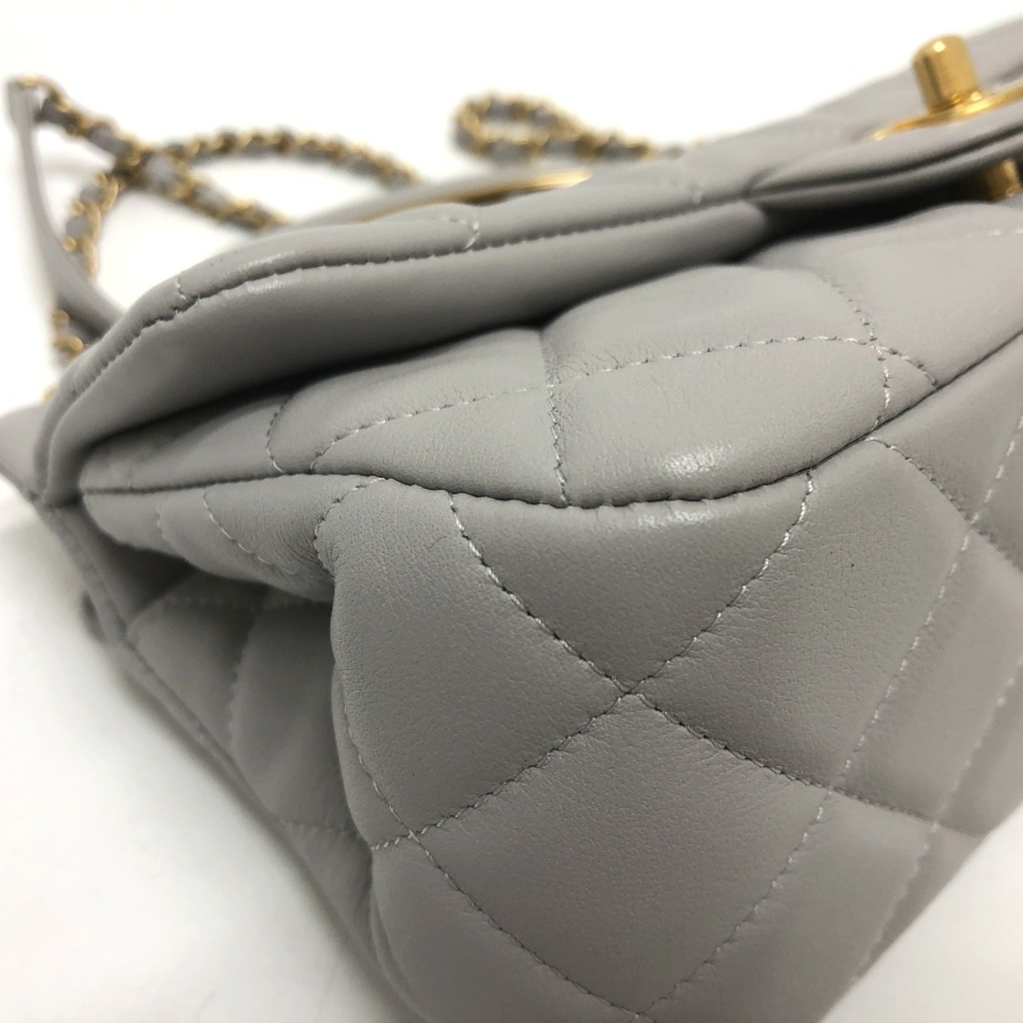 Chanel Gray Leather Shoulder Bag