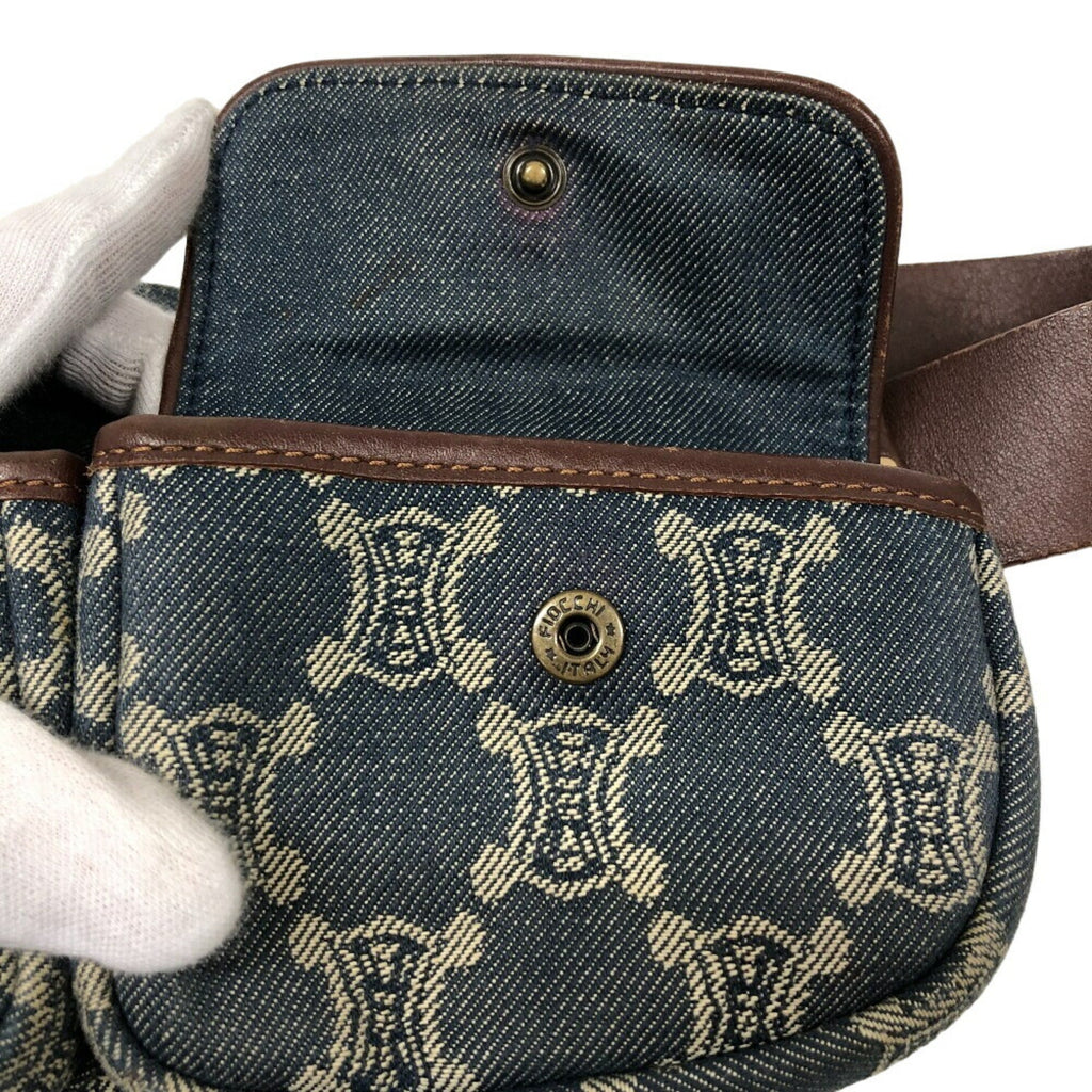 Celine Blue Brown Denim Leather Fanny Pack Sling Bag