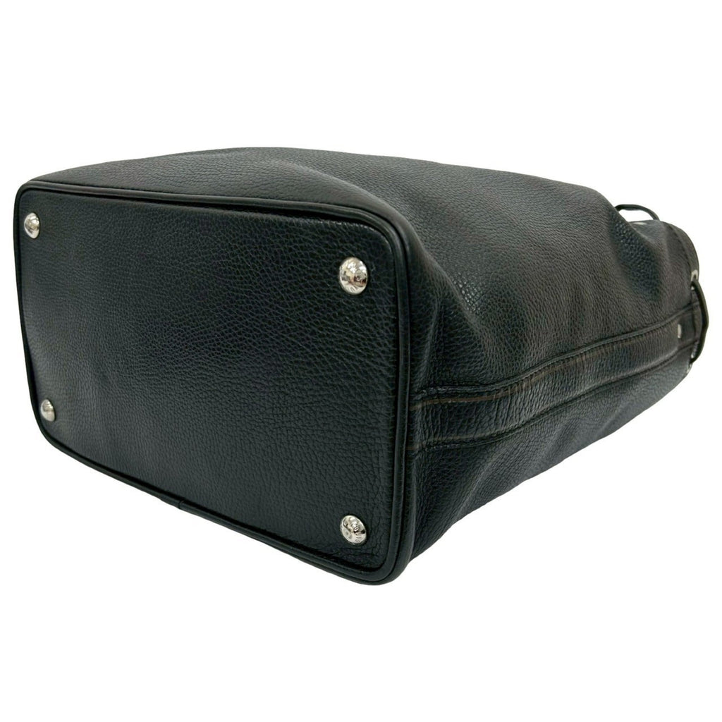 Louis Vuitton Black Leather Handbag Tote Bag
